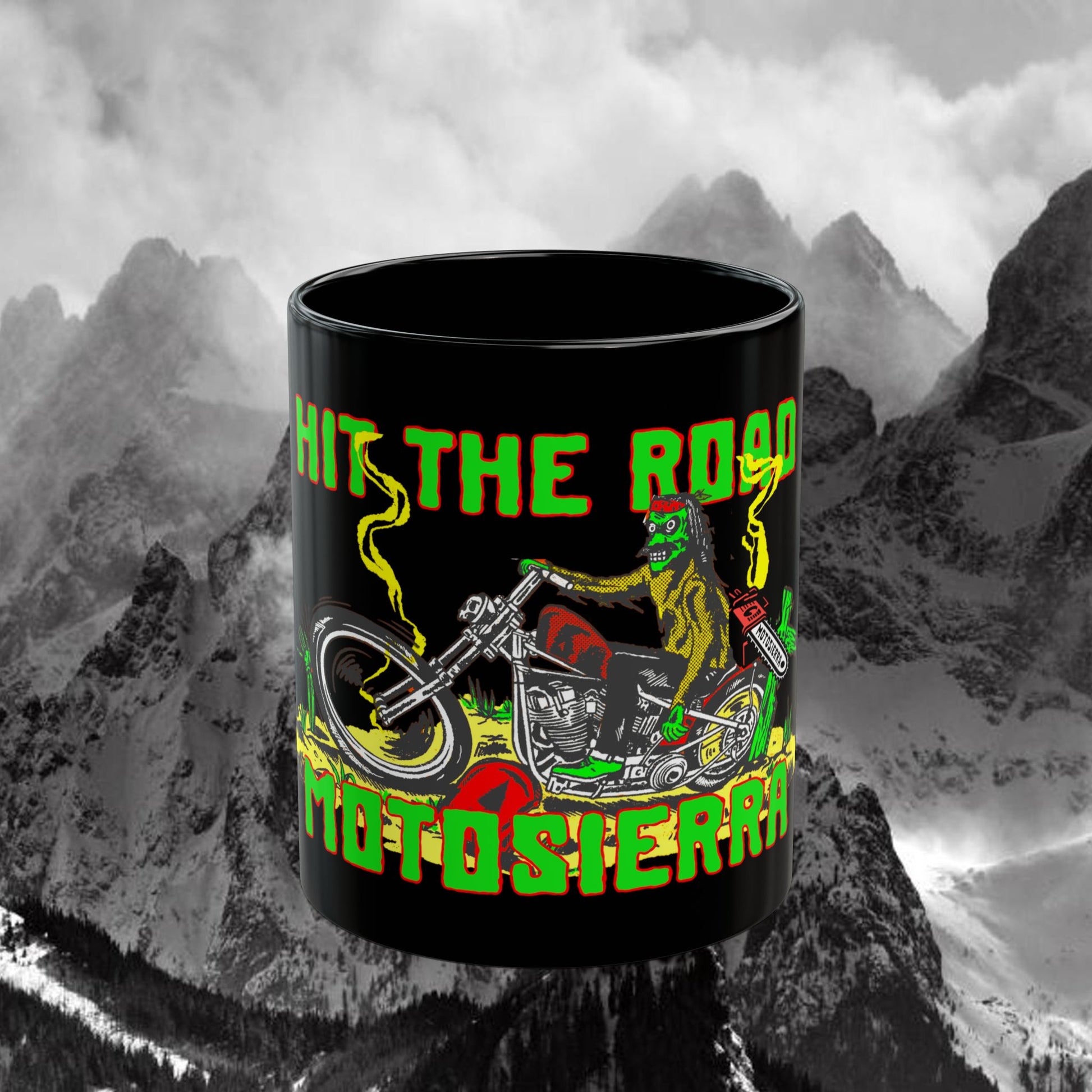 Hit The Road Black Mug (11oz, 15oz) Zombie Chopper Returns.