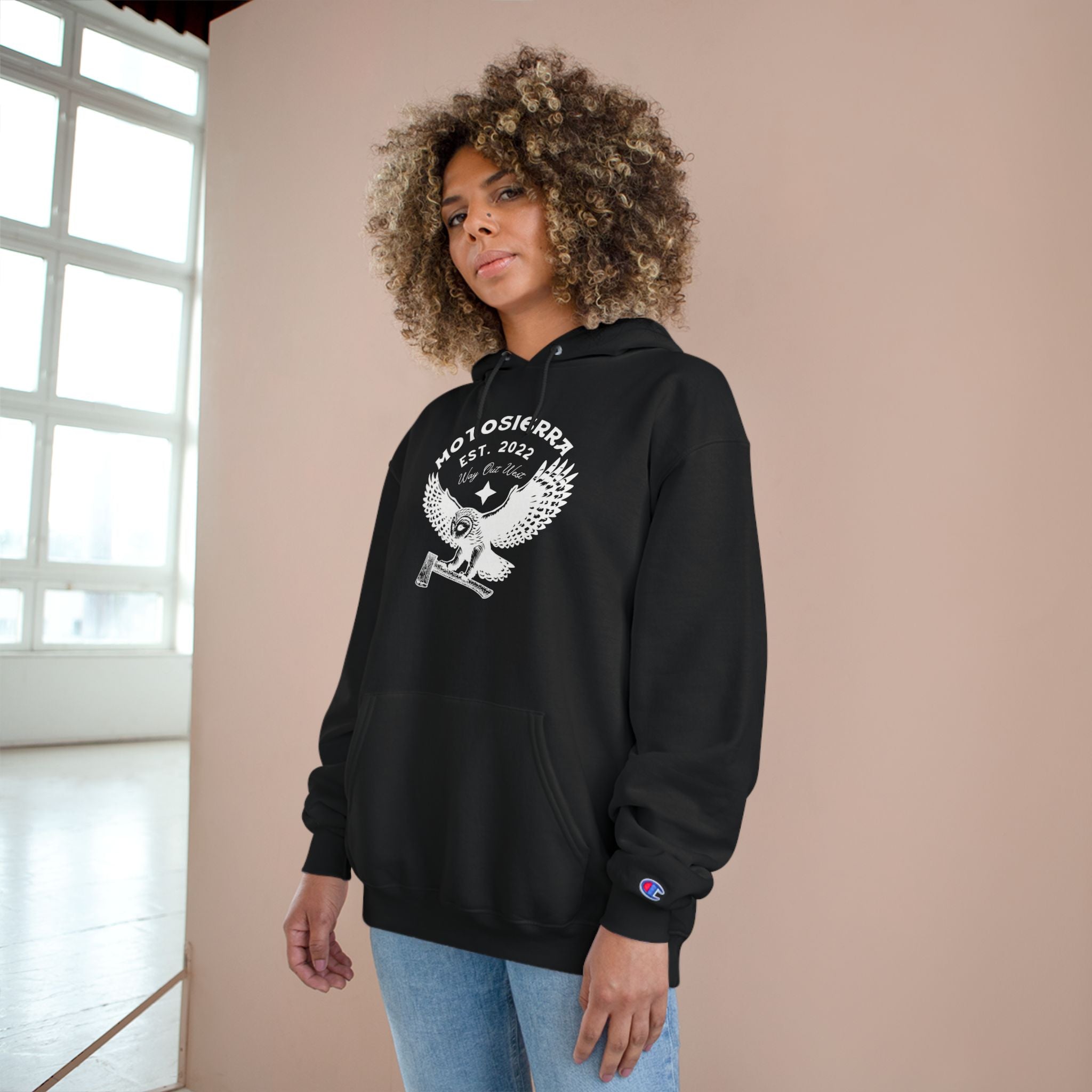 Champion Owl Logo Hoodie - Cozy Graphic Sweatshirt for Outdoor Lovers
