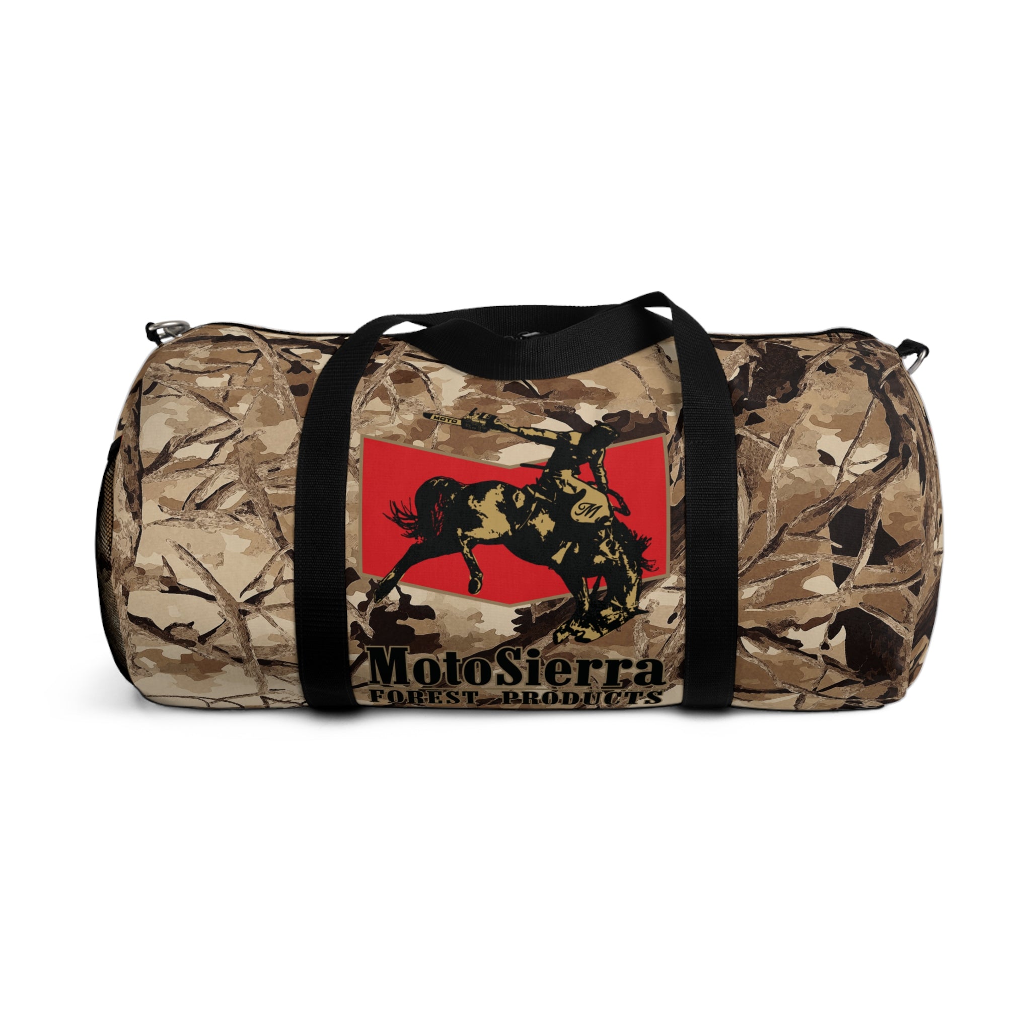 Desert Pattern Cowboy Logo Motosierra Adventure Duffel Bag - Perfect for Gym, Travel, Outdoor Activities, Gifts