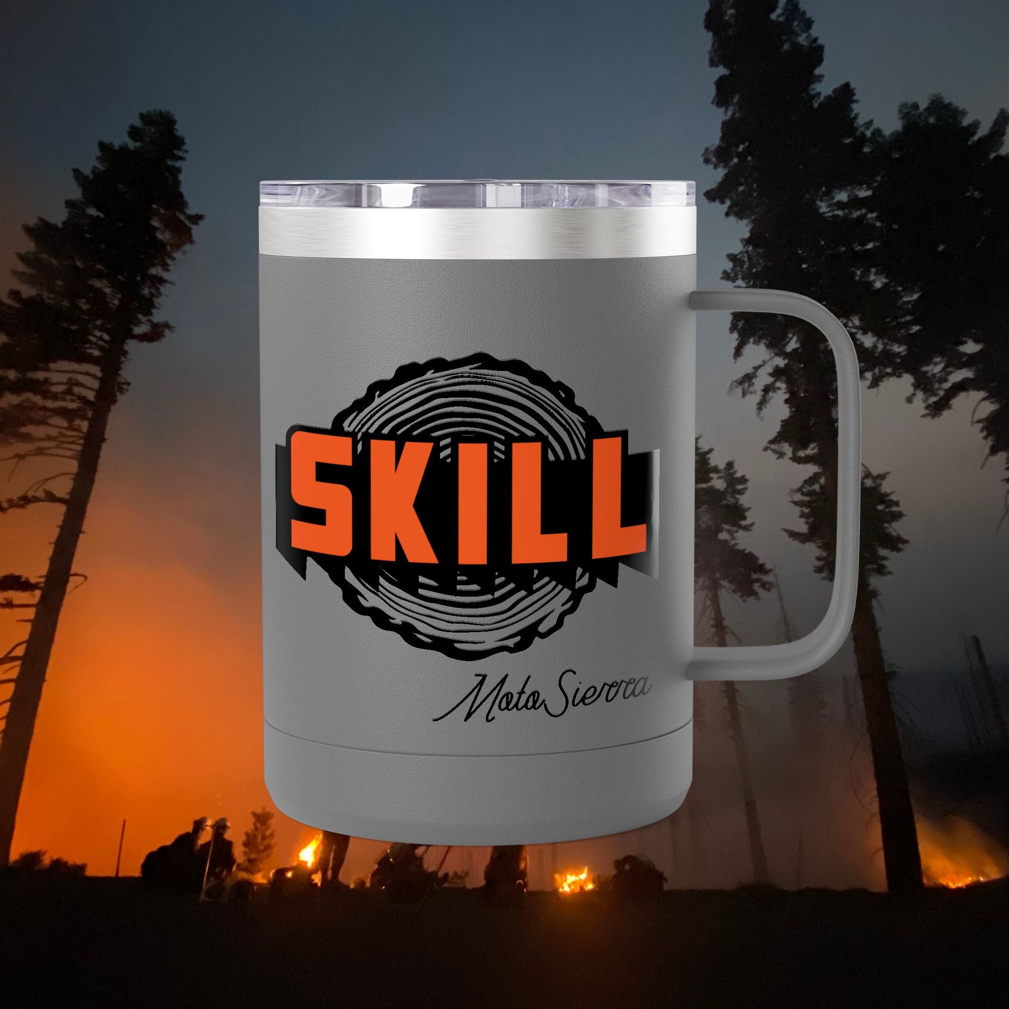 SKILL Coffee Mug Tumbler, Camping Gift, Coffee Lovers, Outdoors, Hiking Supplies, Travel Mug, Personalized Gifts