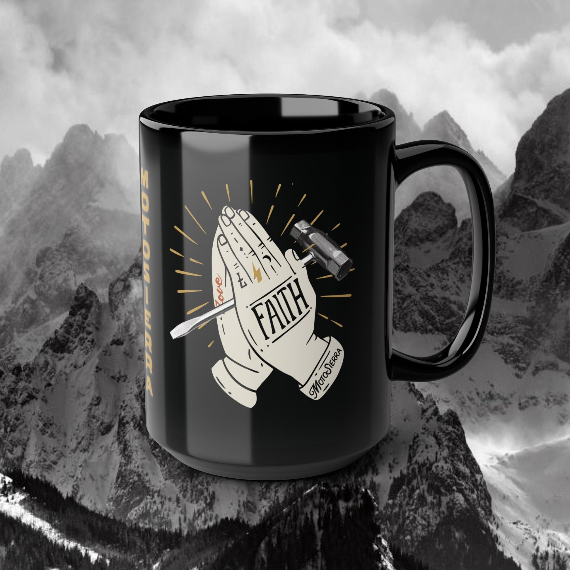 Faith Scrench Black Mug, 15oz