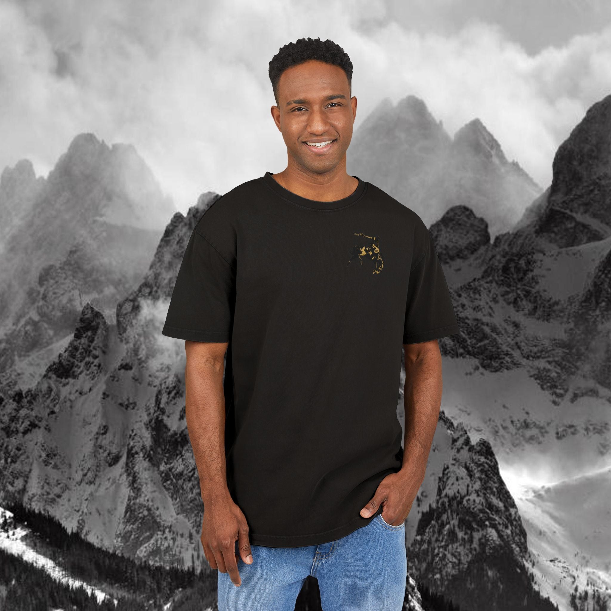 EU Men's Acid Washed Oversize Graphic Tee, Vintage Style T-Shirt, Casual Wear for Men, Perfect Gift for Bikers, Festival Ready