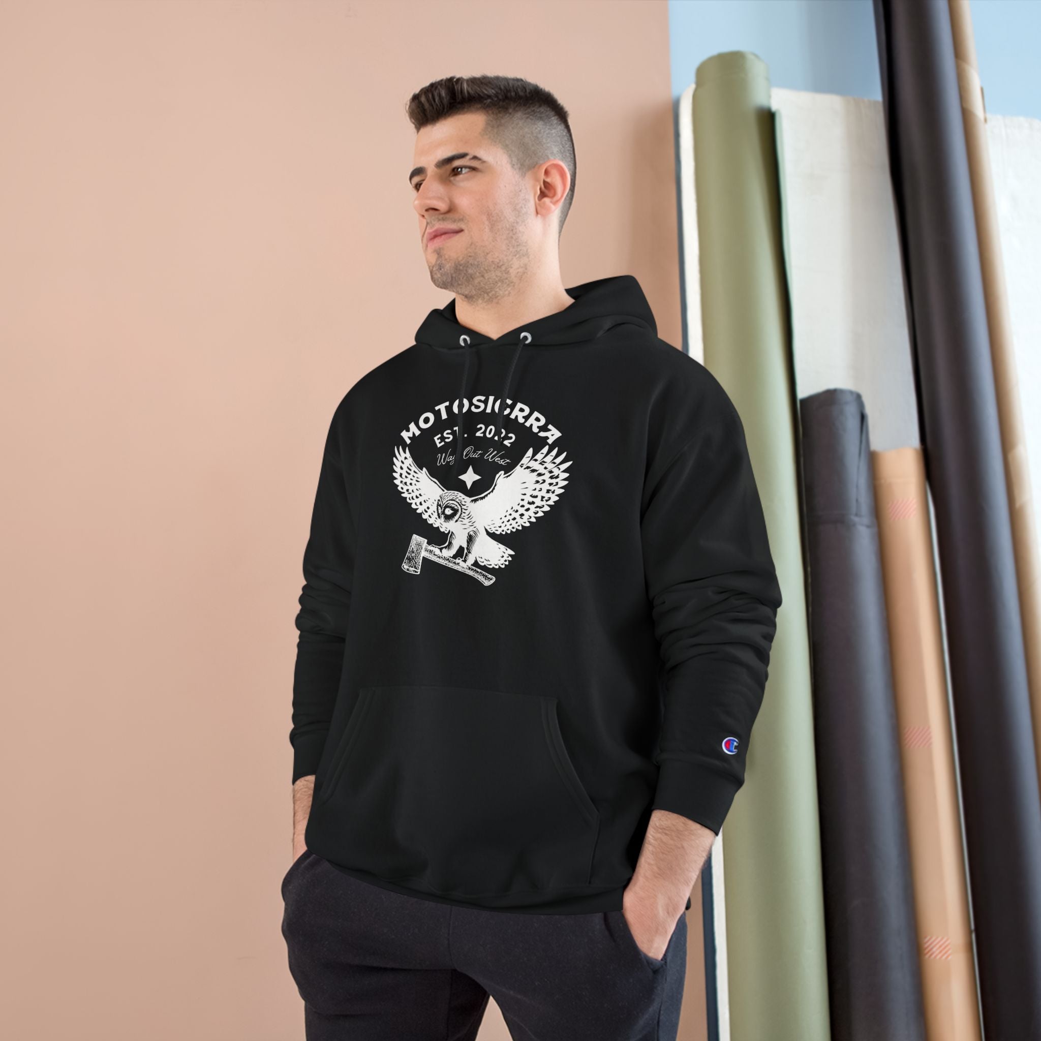 Champion Owl Logo Hoodie - Cozy Graphic Sweatshirt for Outdoor Lovers