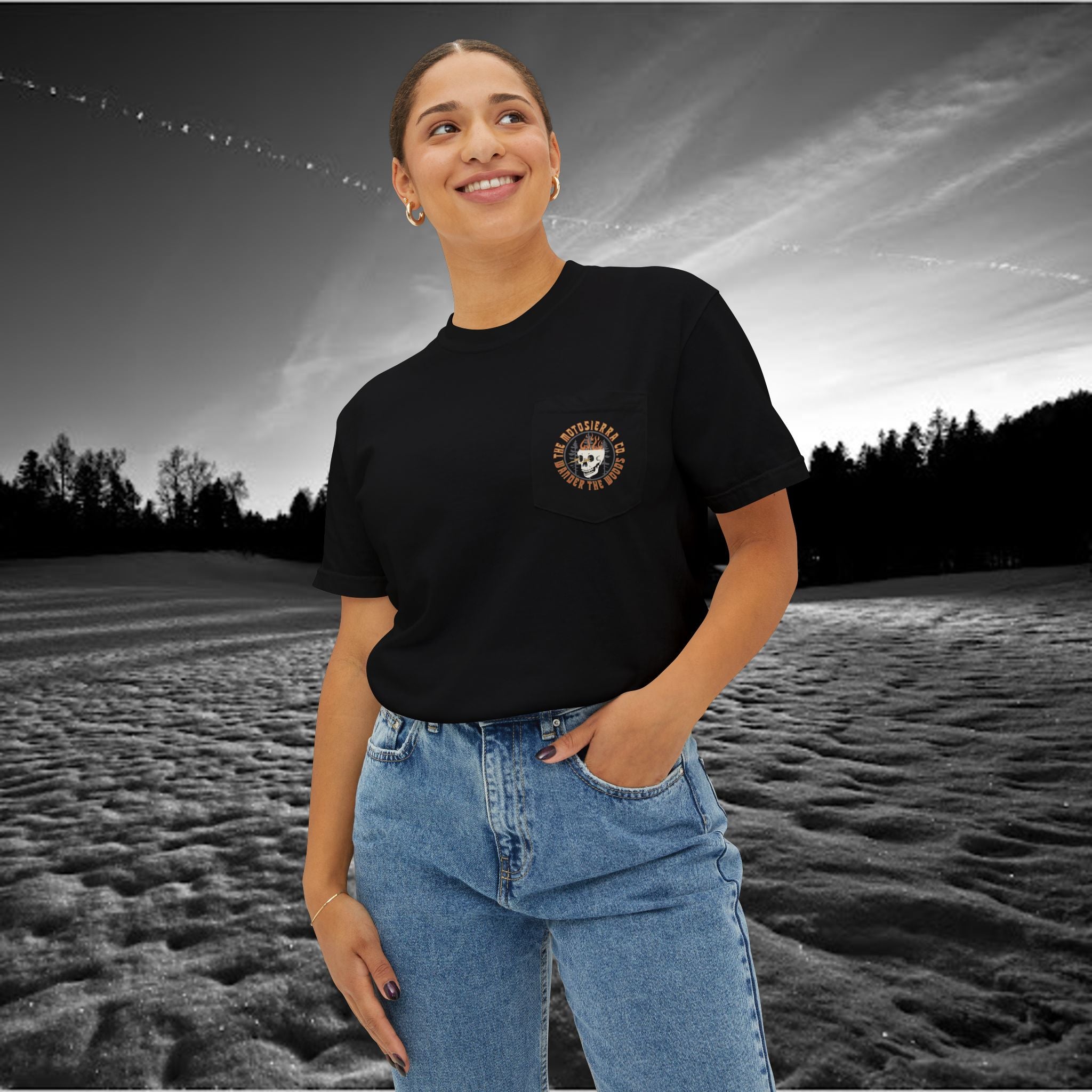 Lightning Bust  Unisex Pocket T-Shirt - Premium Garment-Dyed Tee