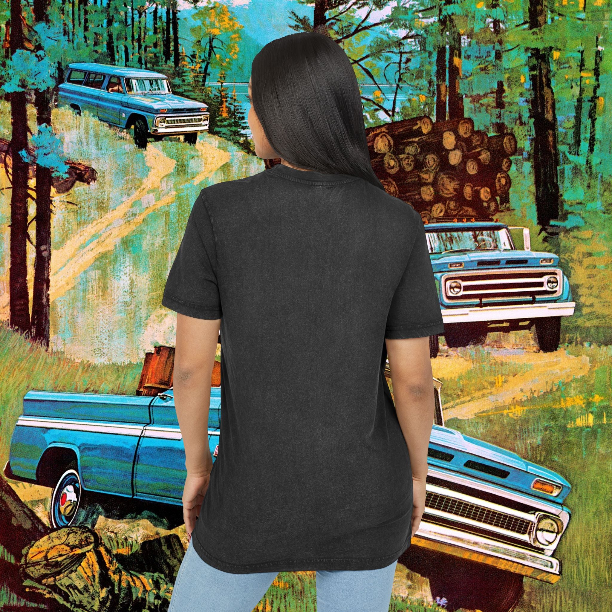 EU Vintage-Inspired Acid Washed Tee, Perfect for Casual Outings, Beach Days, Music Festivals, Gifts for Any Occasion, Retro Vibe