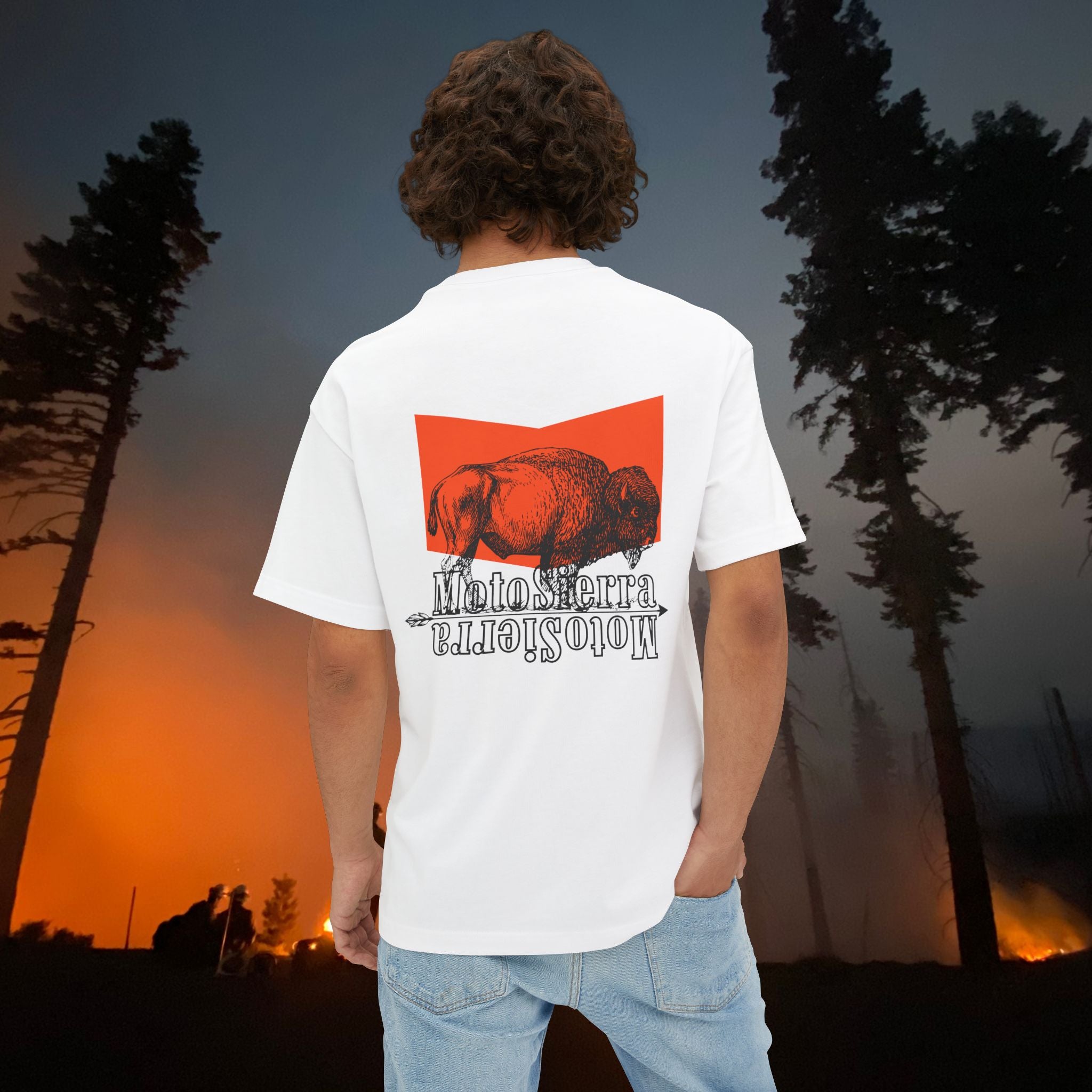 Orange Bison Logo Unisex Oversized Boxy Tee