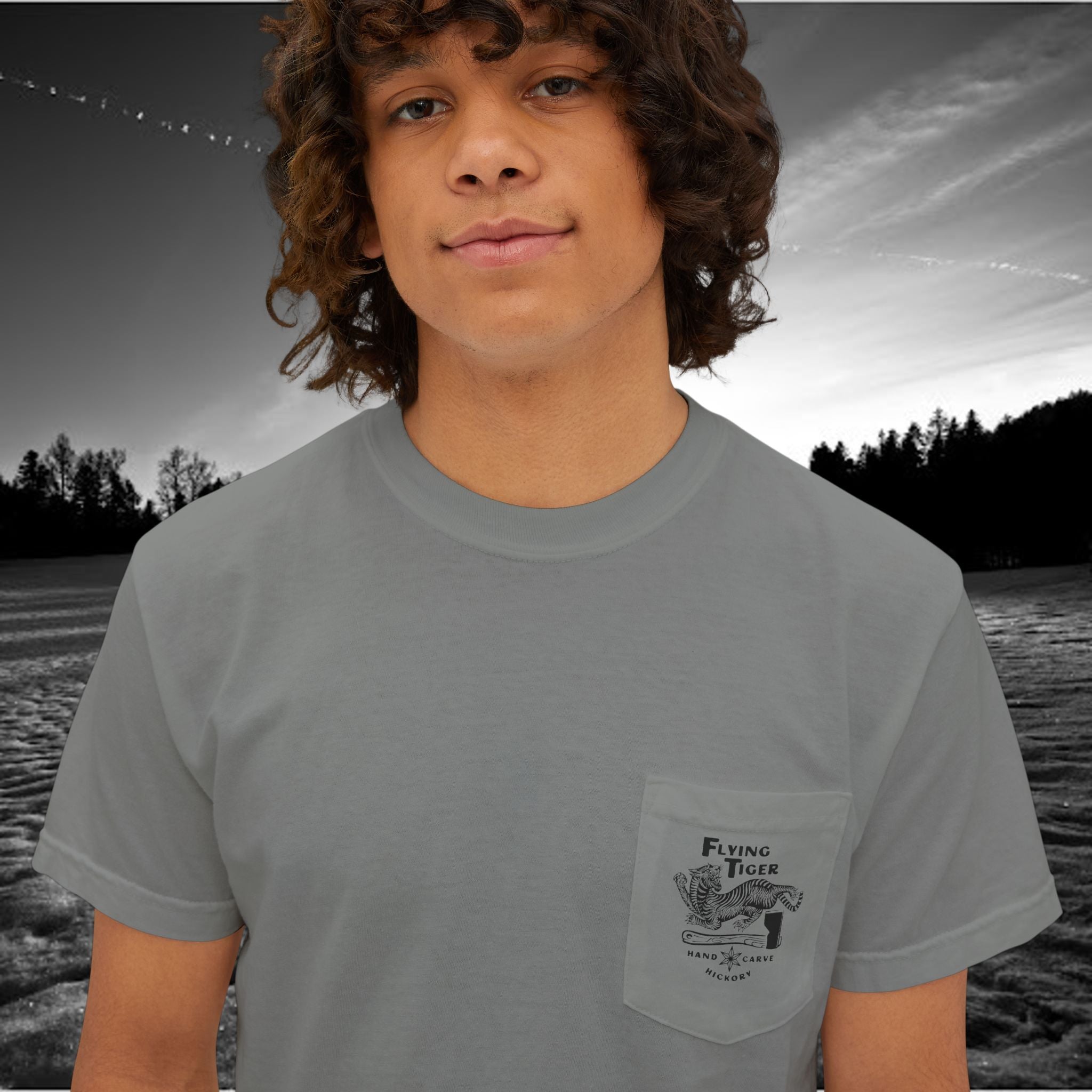 Flying Tiger Axe Handles Unisex Garment-Dyed Pocket T-Shirt