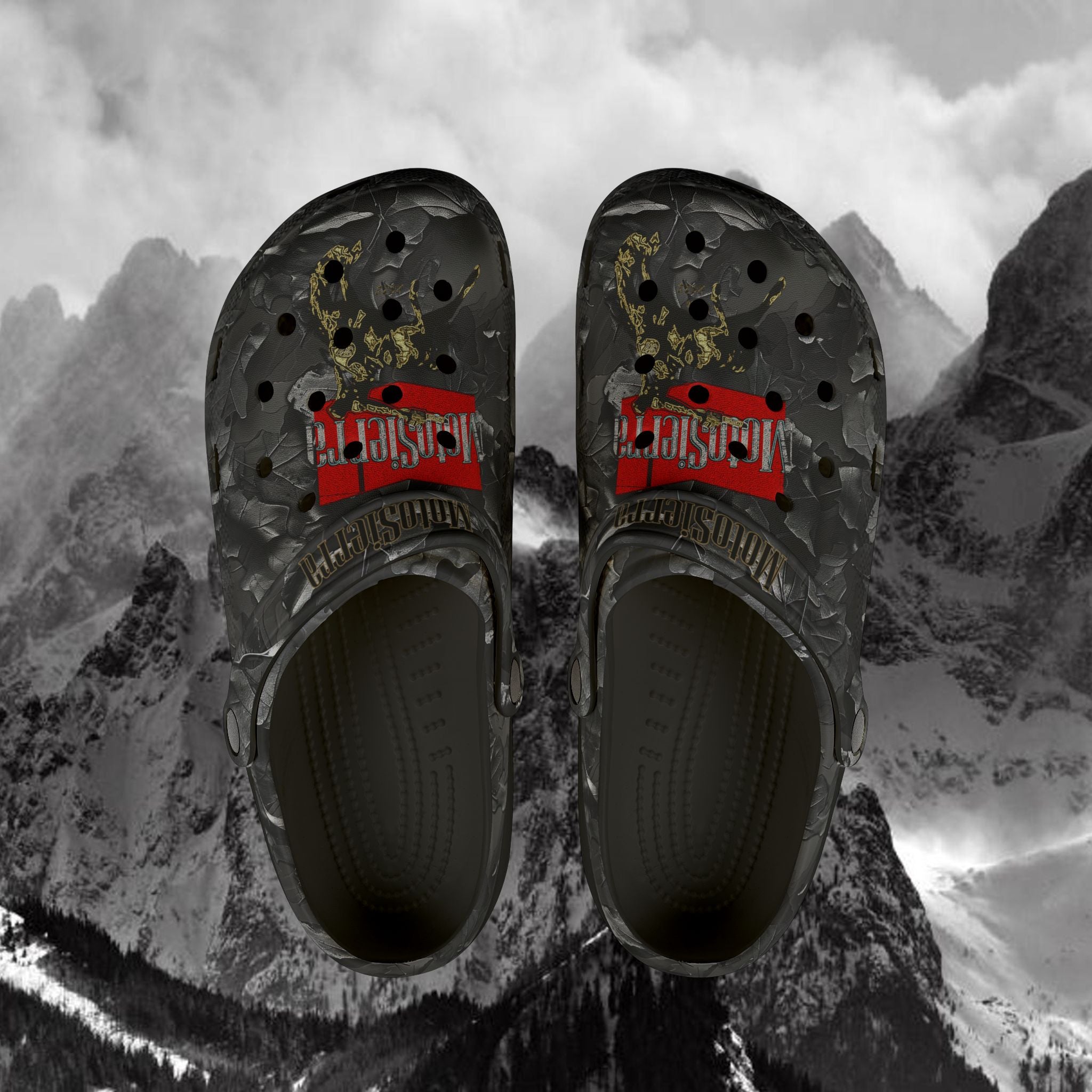 Warped Logo Leaf Pattern Foam Rubber Shoes