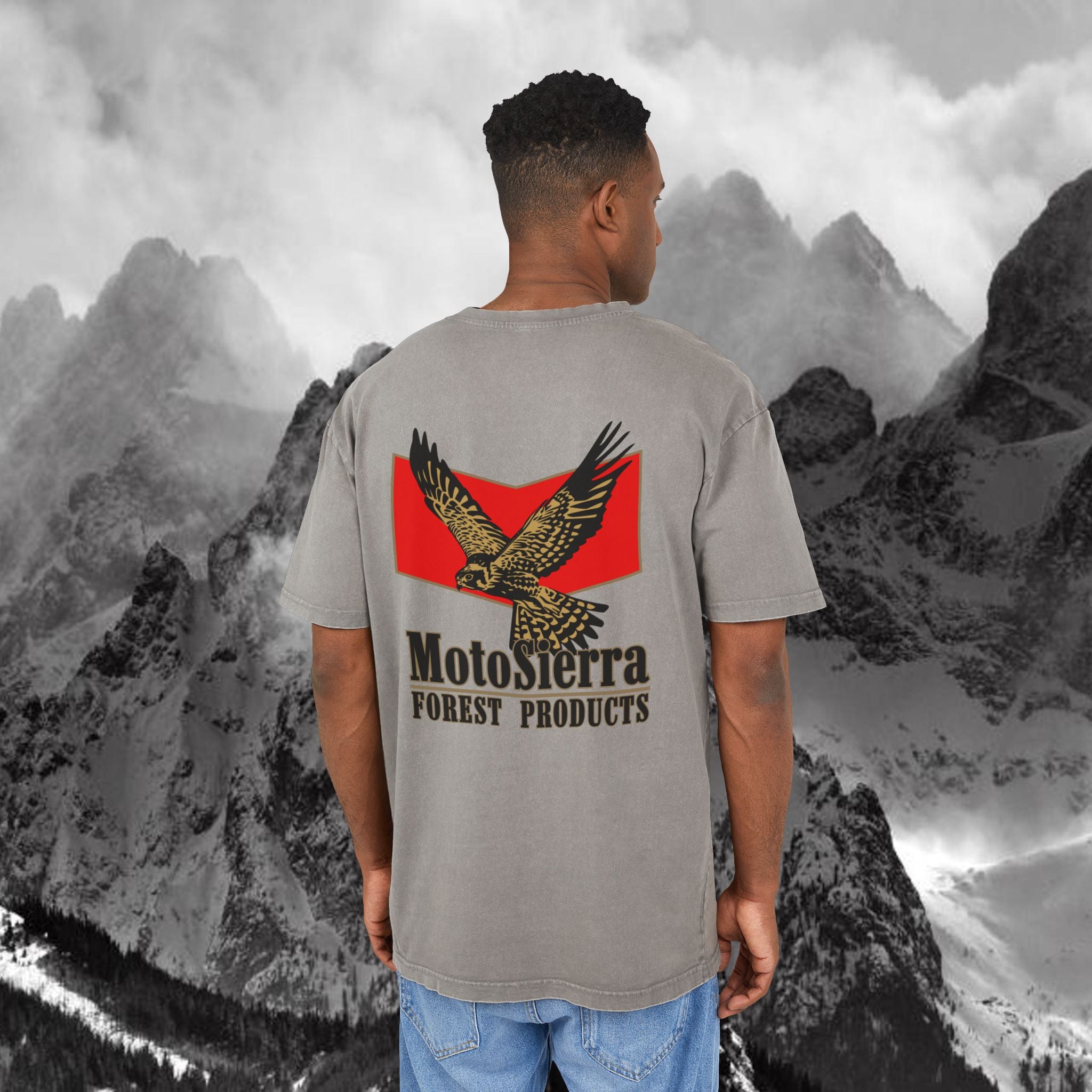 EU Men's Acid Washed Oversize Graphic Tee, Vintage Style T-Shirt, Casual Wear for Men, Perfect Gift for Bikers, Festival Ready