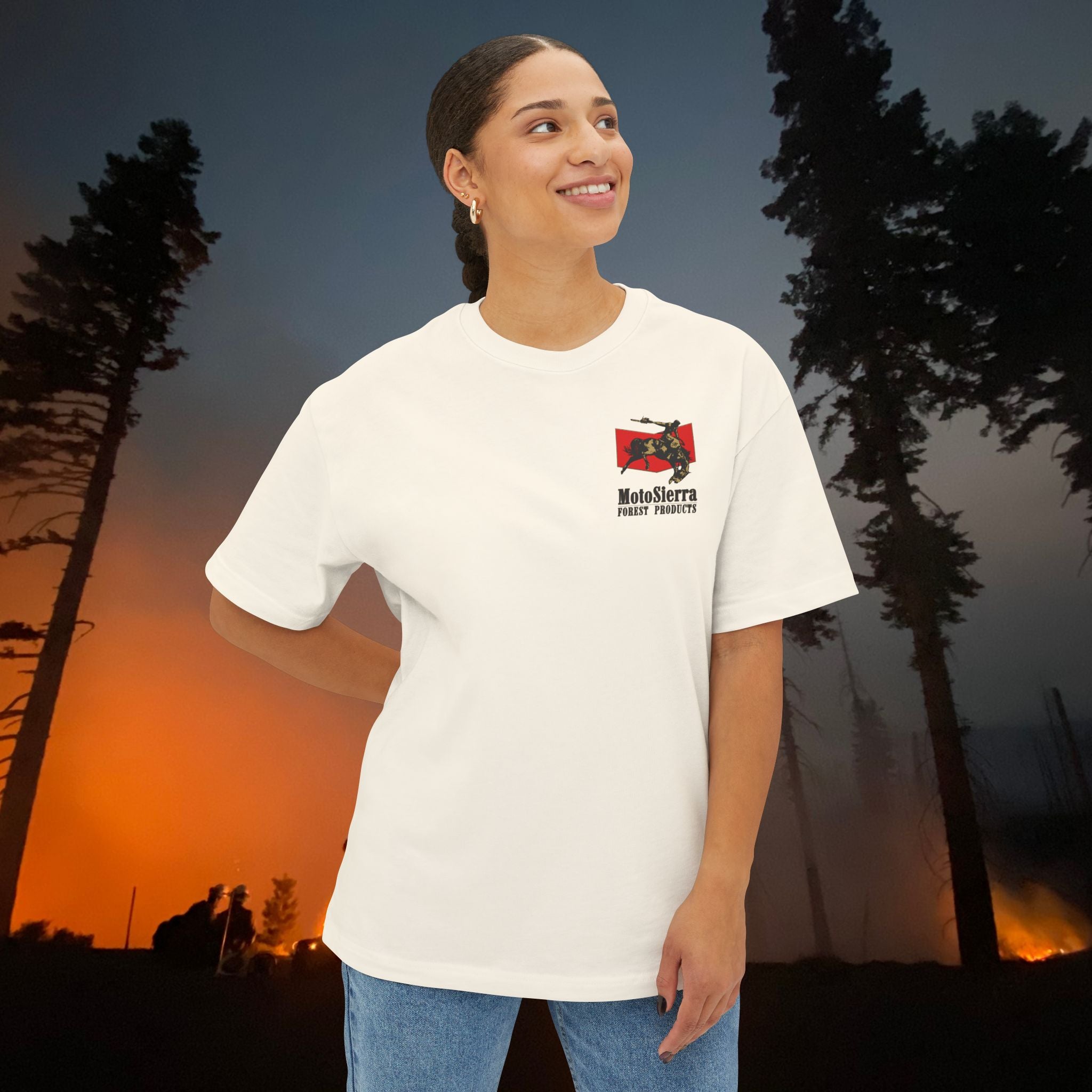Distressed Logo Unisex Oversized Boxy Tee