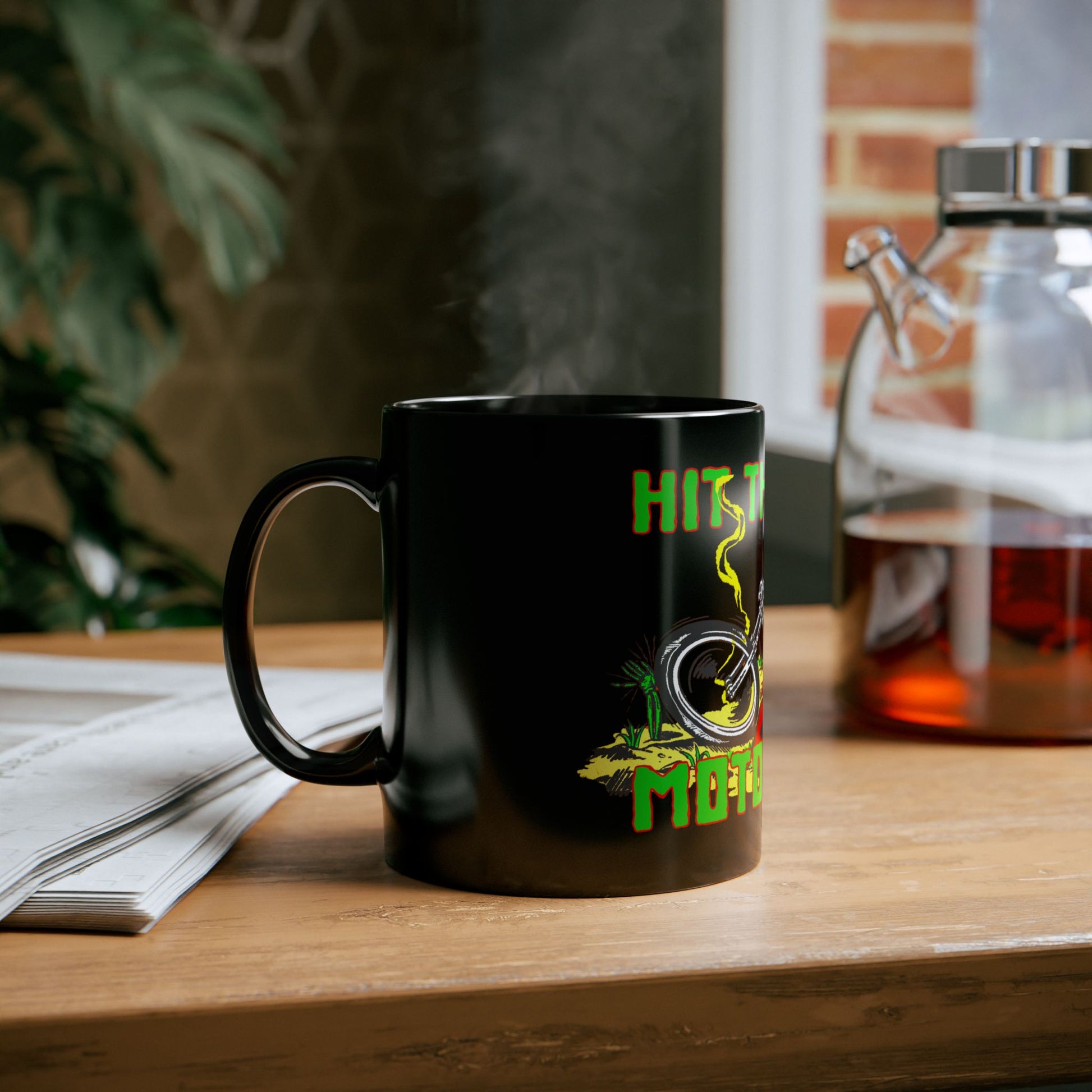 Hit The Road Black Mug (11oz, 15oz) Zombie Chopper Returns.