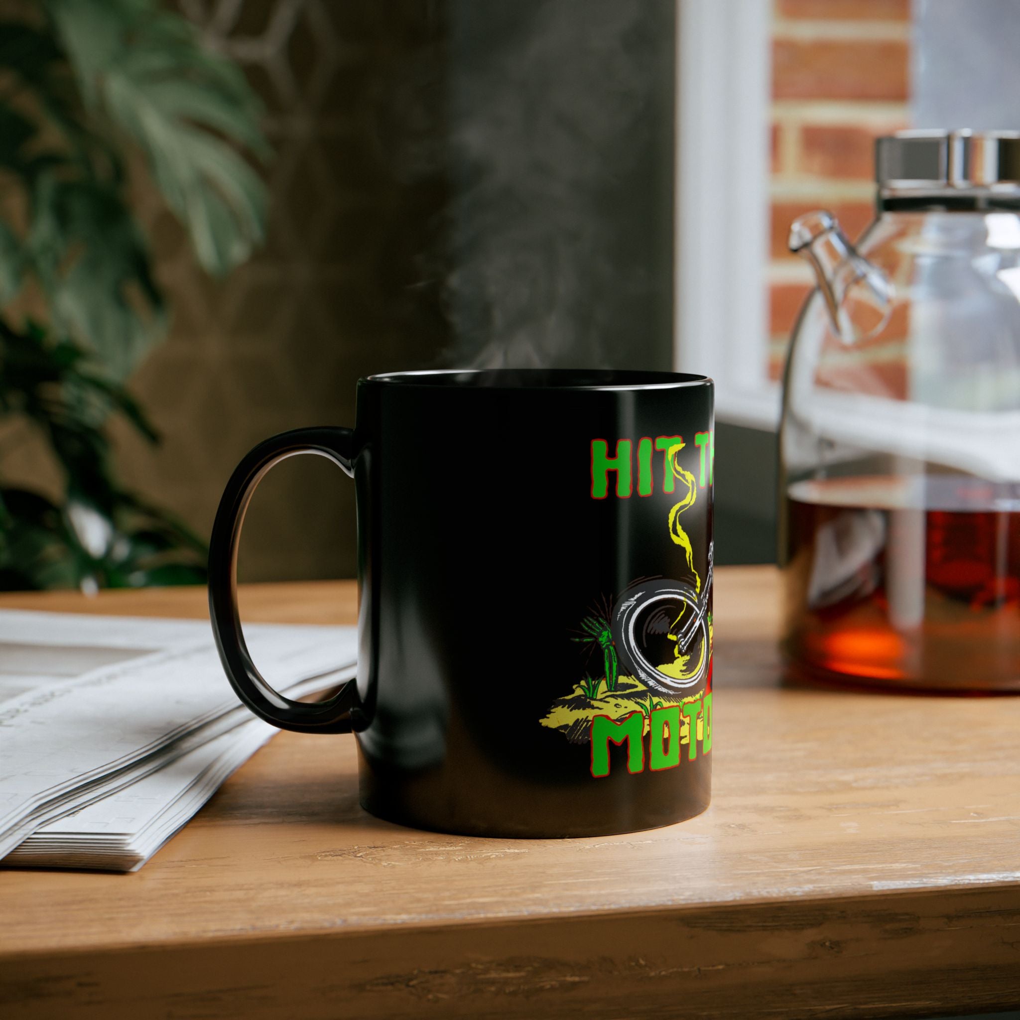 Hit The Road Black Mug (11oz, 15oz) Zombie Chopper Returns.