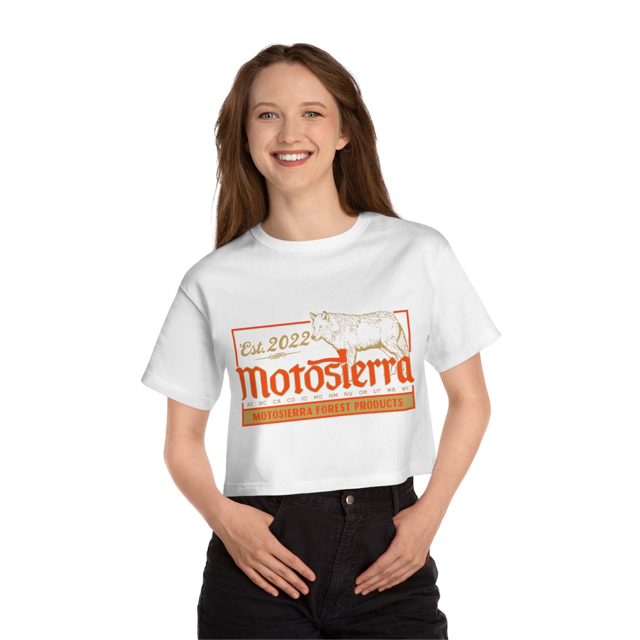 Wolf Champion Women's Heritage Cropped T-Shirt - Motosierra Forest Products Tee