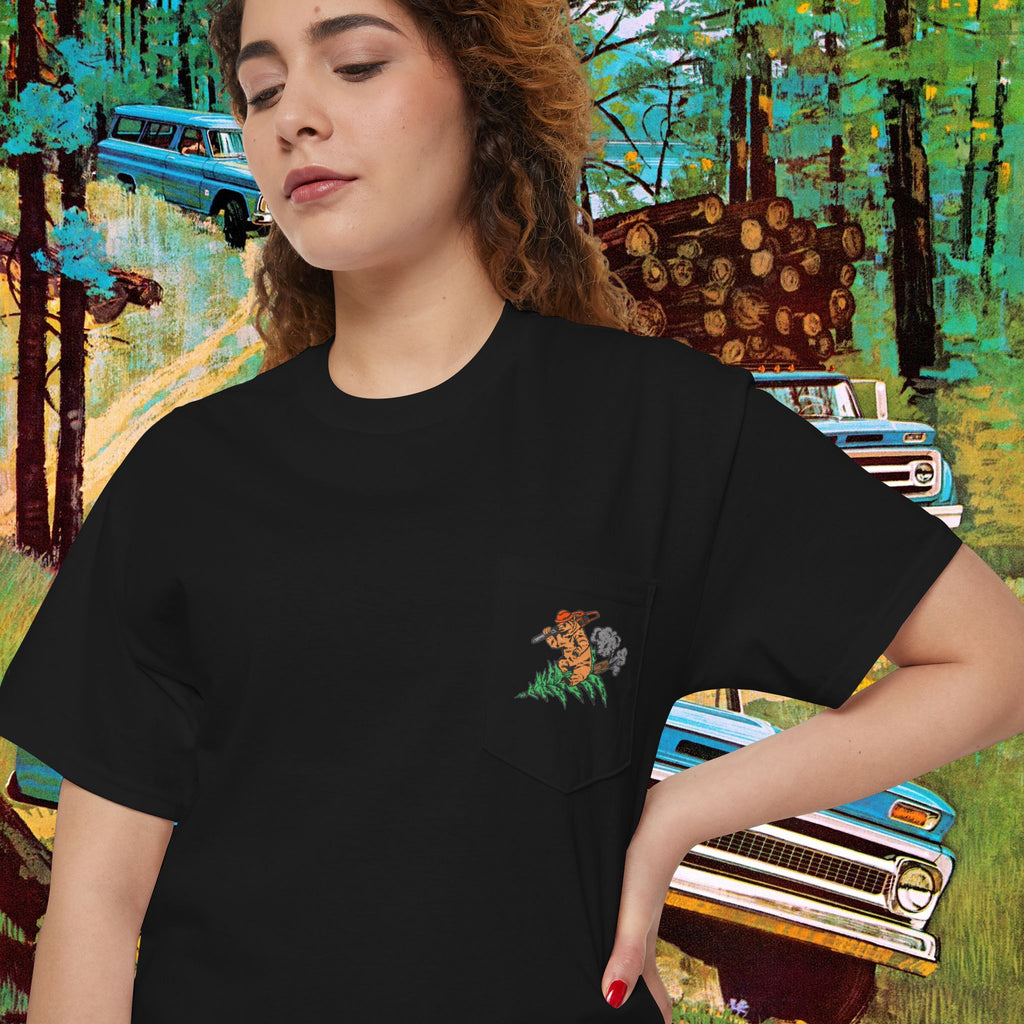 Rocket Bear Unisex Heavy Cotton Pocket Tee