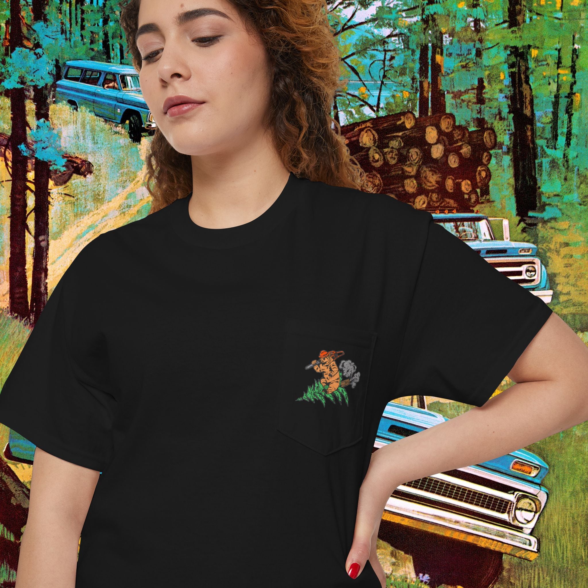 Rocket Bear Unisex Heavy Cotton Pocket Tee