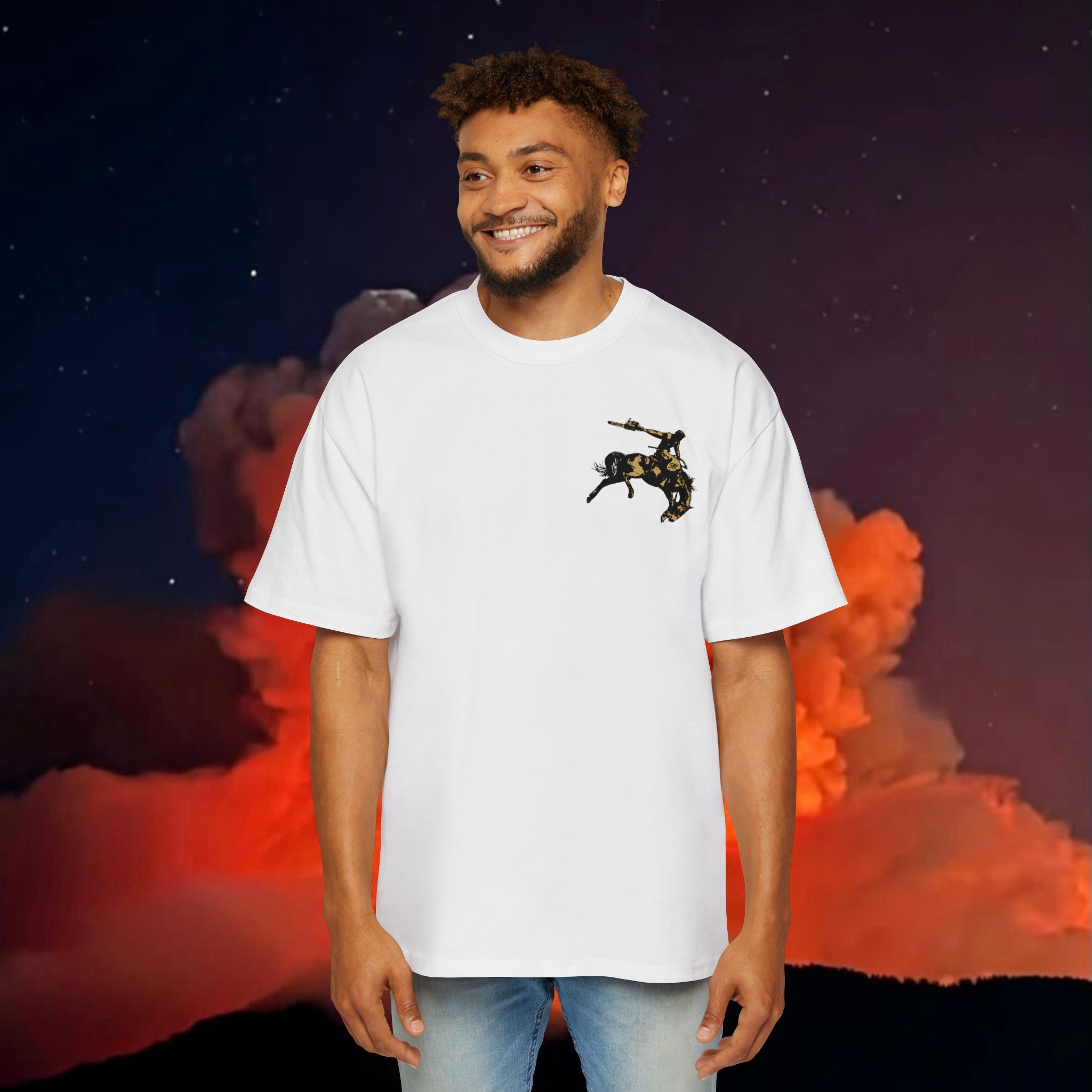 U.S. Shipping Cowboy Logo Men's Heavy Oversized Tee