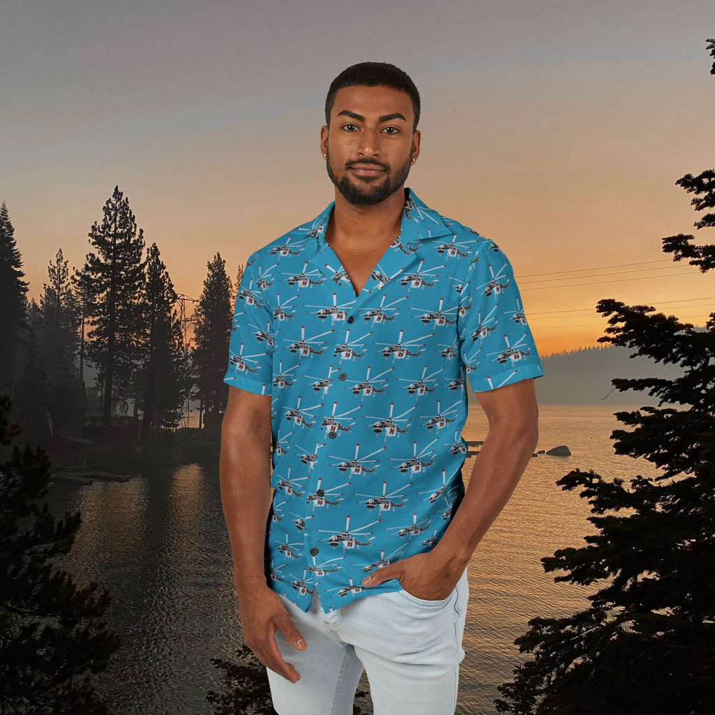 Sky Crane Men's Hawaiian Shirt  | Vacation Wear, Summer Shirt, Beach Party Outfit, Travel Gear, Casual Style