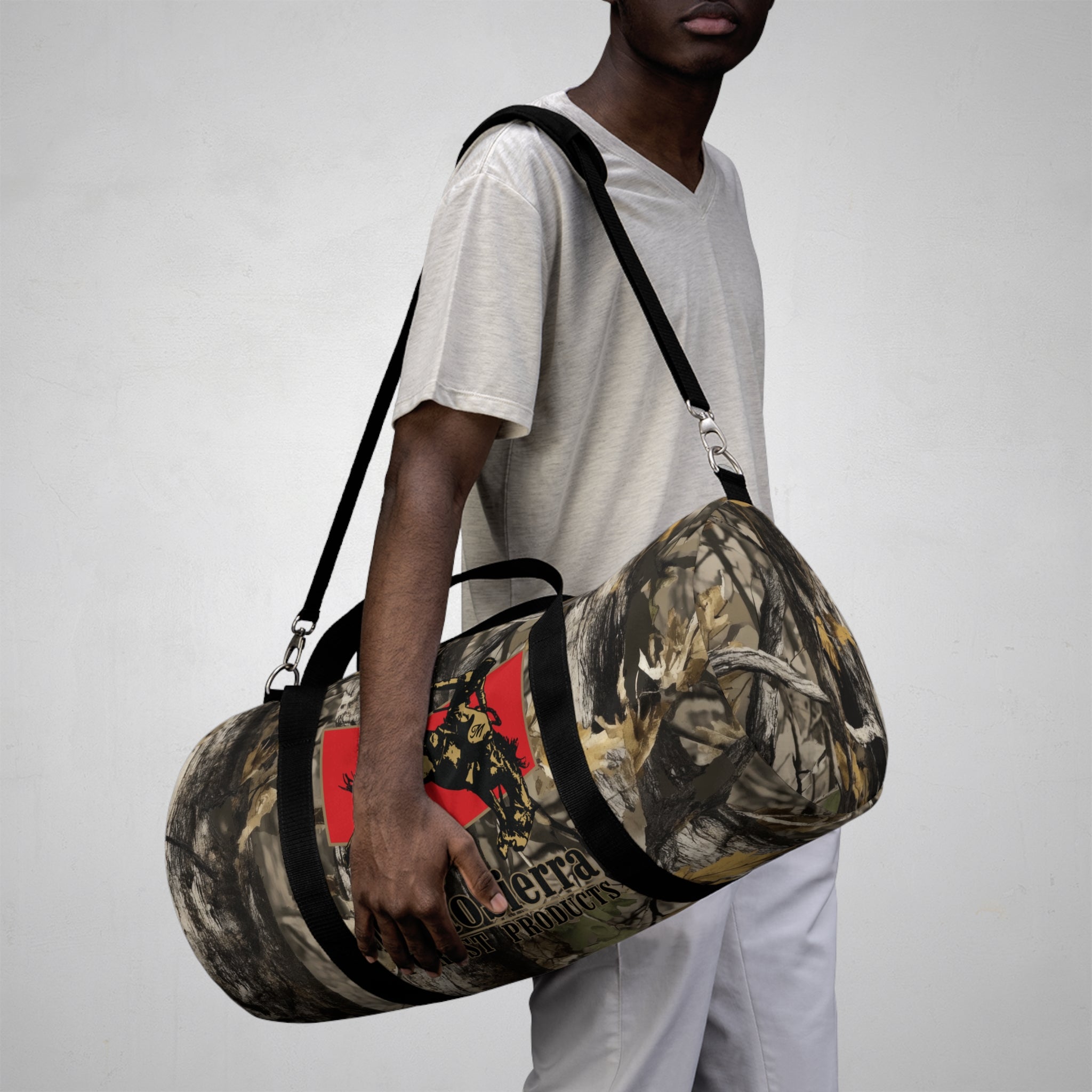 Tree Camo Kestrel Logo Motosierra Adventure Duffel Bag - Perfect for Gym, Travel, Outdoor Activities, Weekend Getaway, Gifts