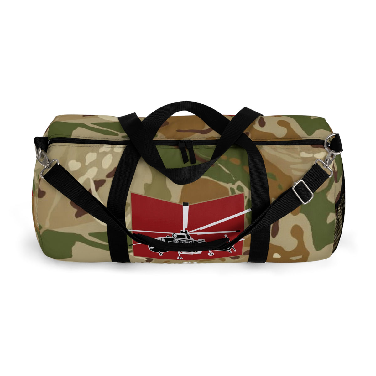 High Desert Camo Crane Logo Motosierra Adventure Duffel Bag - Perfect for Gym, Travel, Outdoor Activities, Weekend Getaway, Gifts