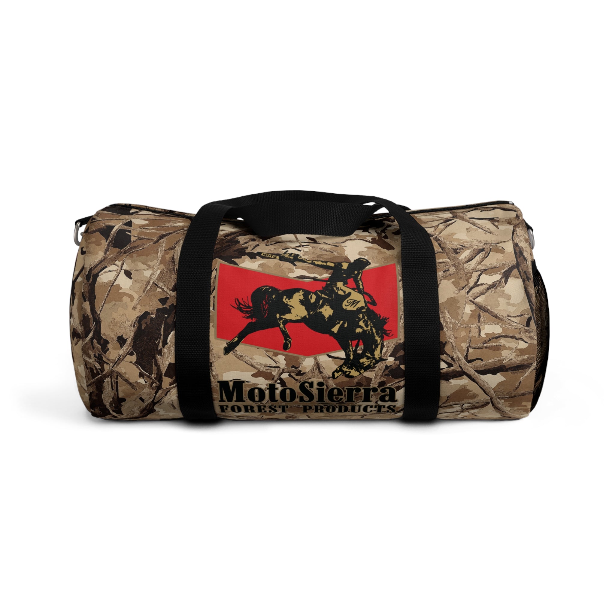 Desert Pattern Cowboy Logo Motosierra Adventure Duffel Bag - Perfect for Gym, Travel, Outdoor Activities, Gifts