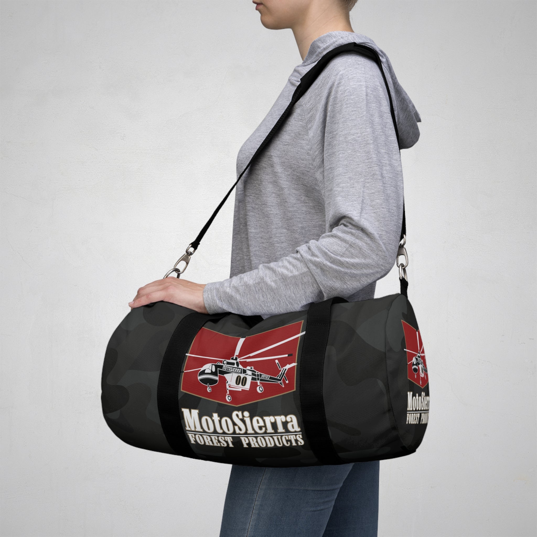 Black Camo Crane Logo Duffel Bag - Perfect for Gym, Travel, Outdoor Gifts