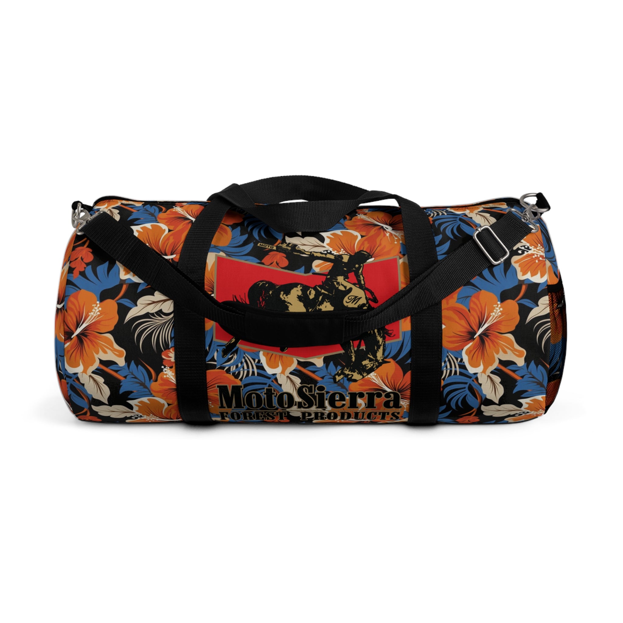 Hawaiian Pattern Cowboy Logo Motosierra Adventure Duffel Bag - Perfect for Gym, Travel, Outdoor Activities, Gifts