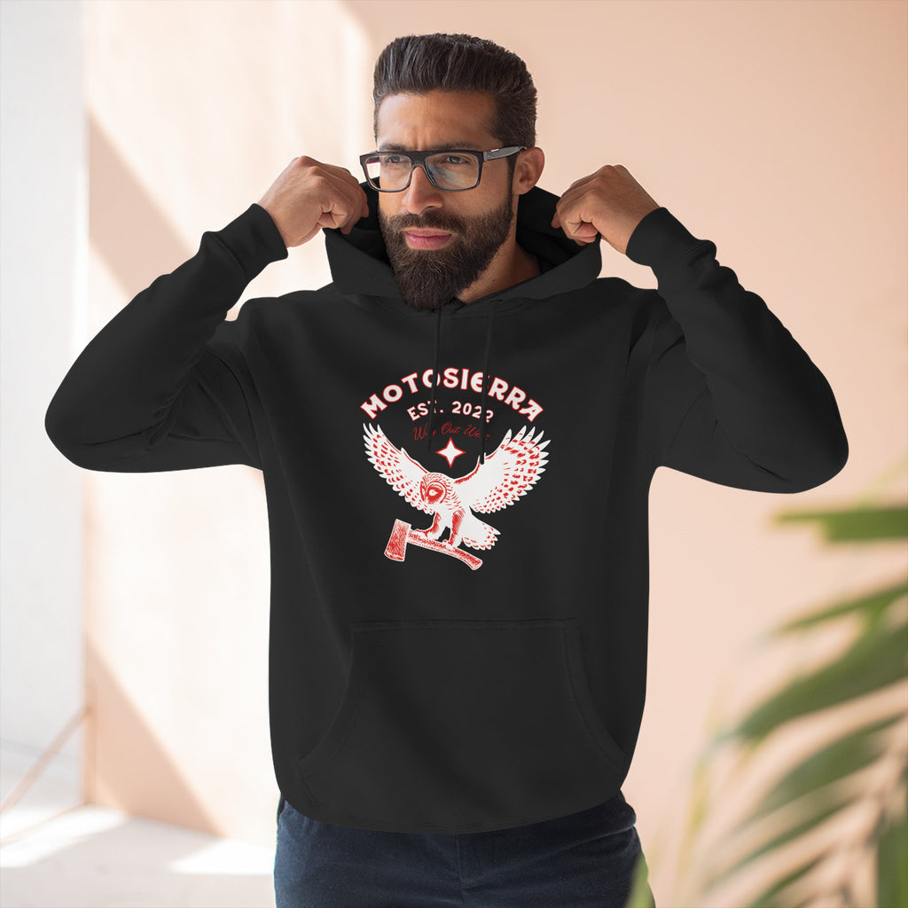 Red Staple Three-Panel Fleece Hoodie