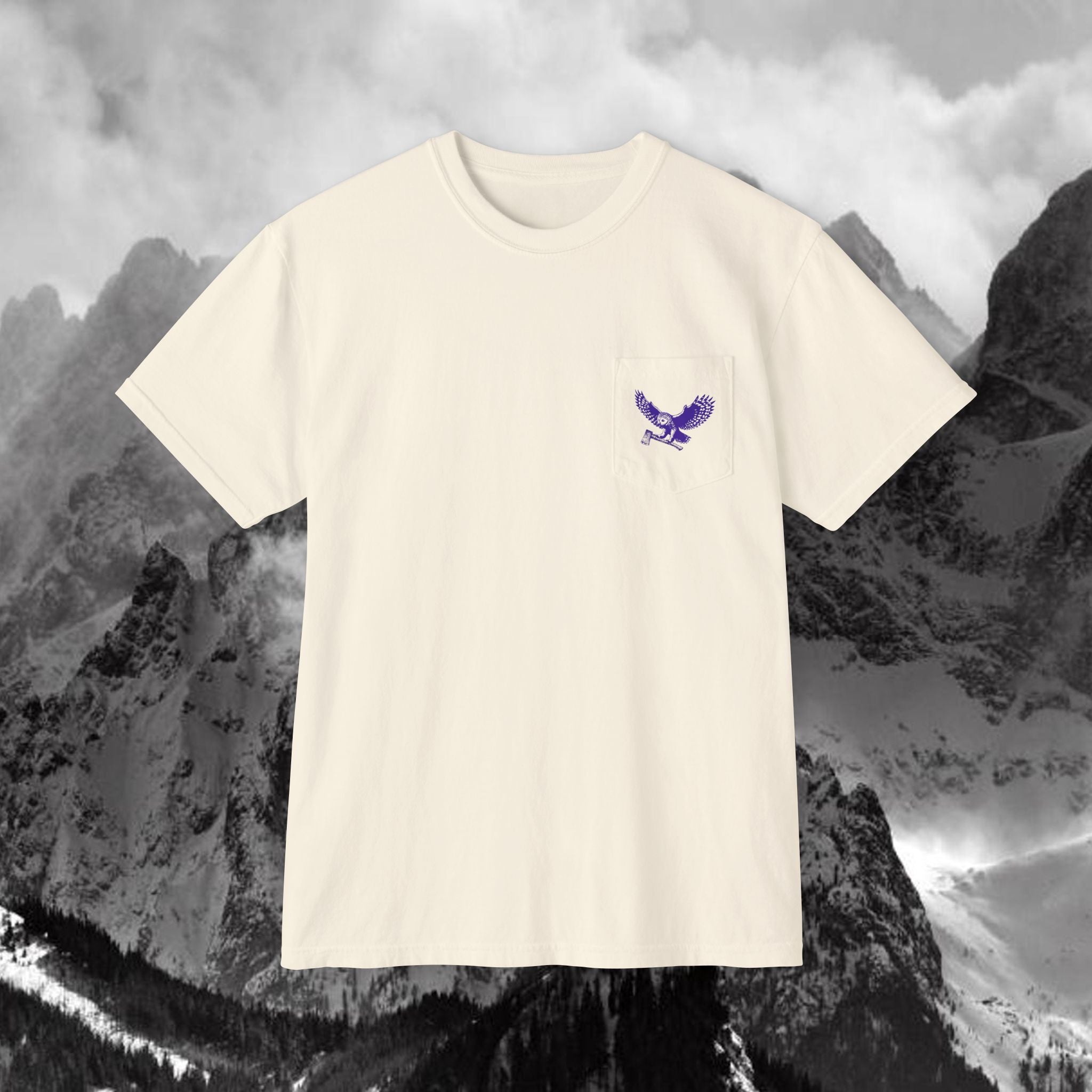 Blue Owl Logo  Garment Dyed Pocket T