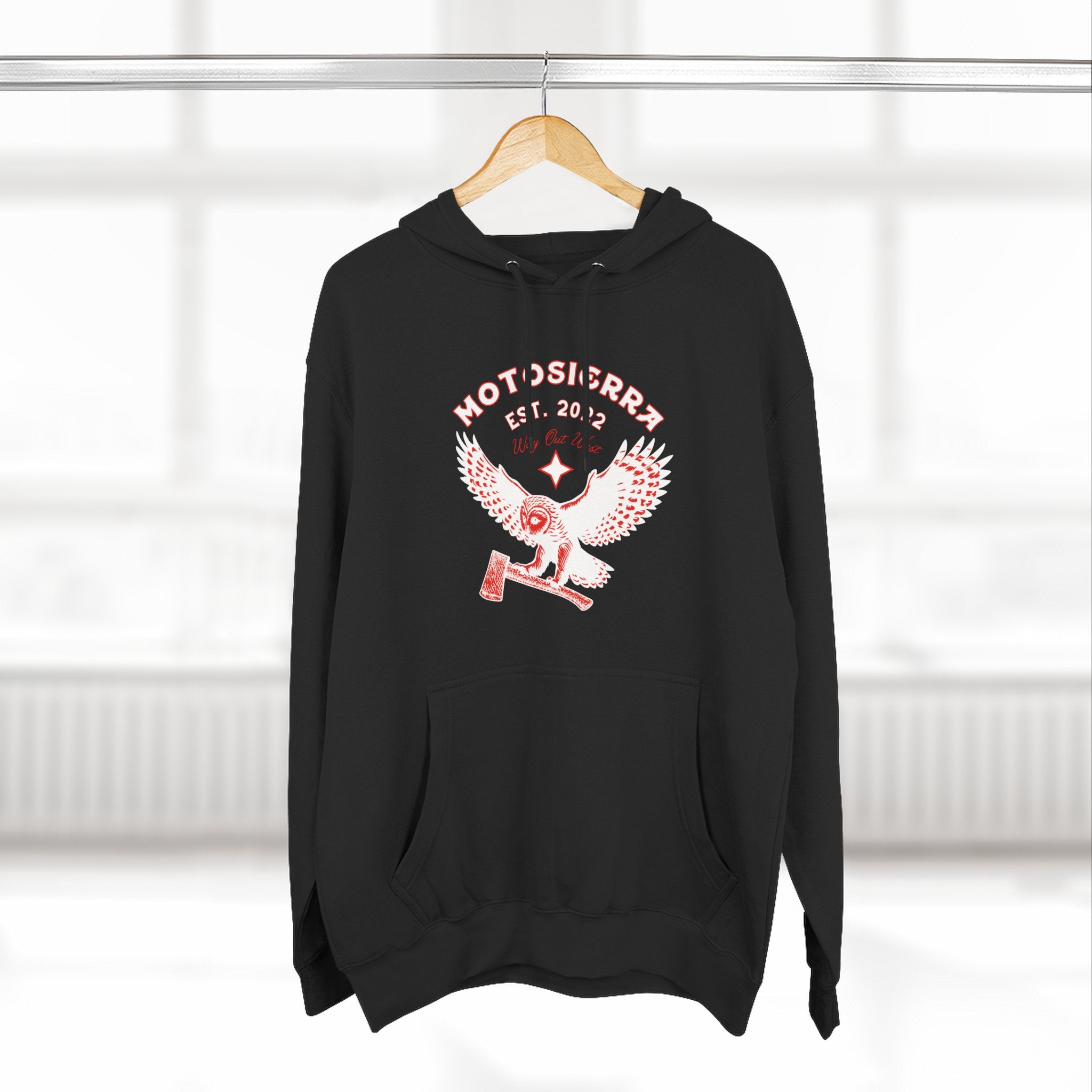 Red Staple Three-Panel Fleece Hoodie