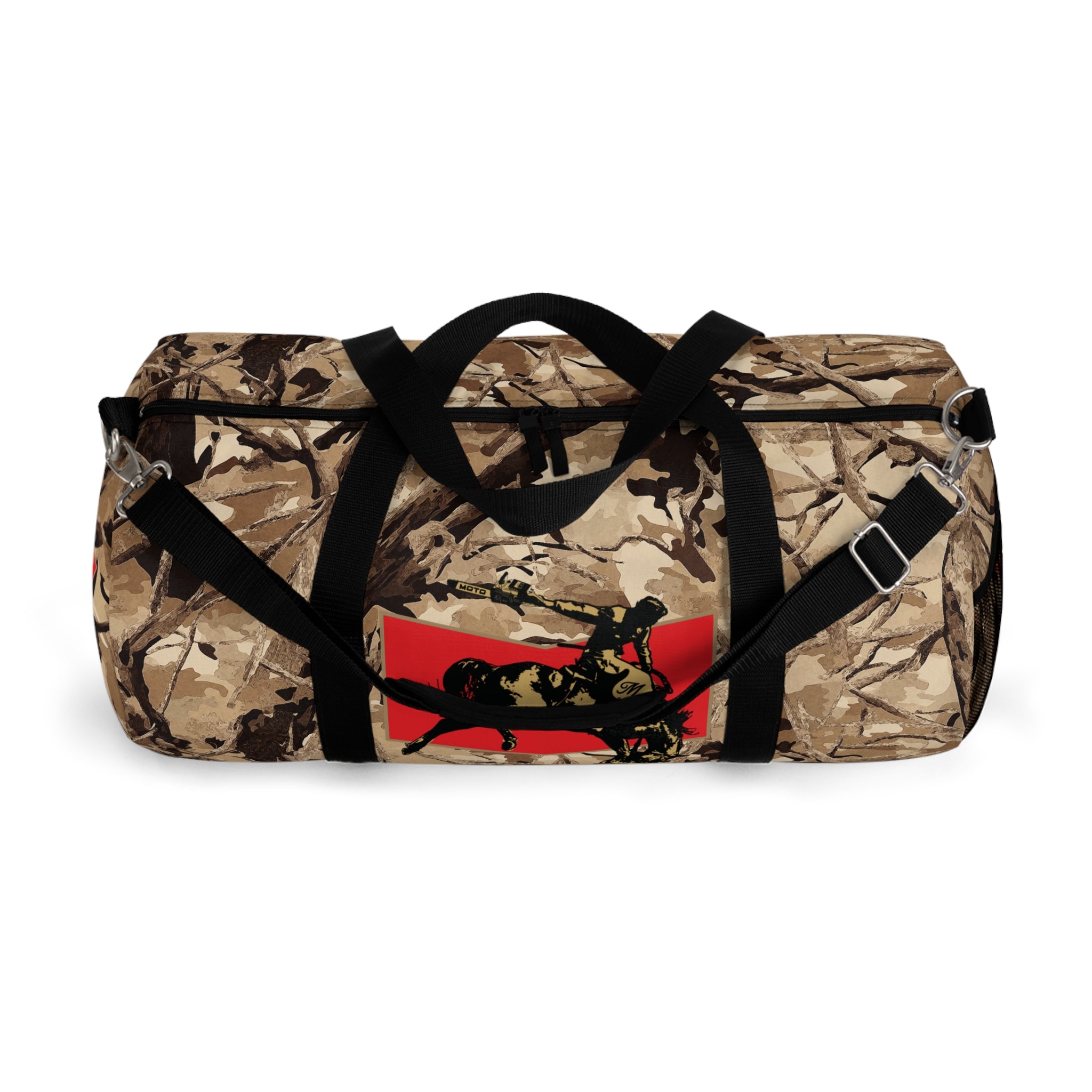 Desert Pattern Cowboy Logo Motosierra Adventure Duffel Bag - Perfect for Gym, Travel, Outdoor Activities, Gifts