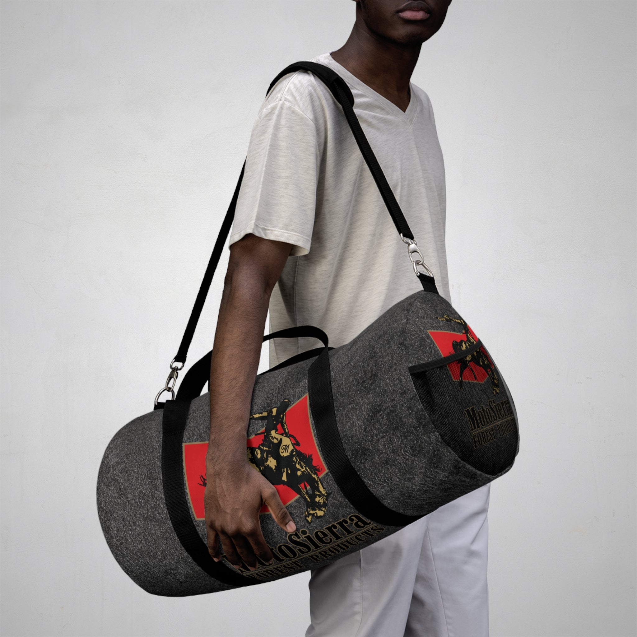 Space Dust Cowboy Logo Motosierra Adventure Duffel Bag - Perfect for Gym, Travel, Outdoor Activities, Weekend Getaway, Gifts