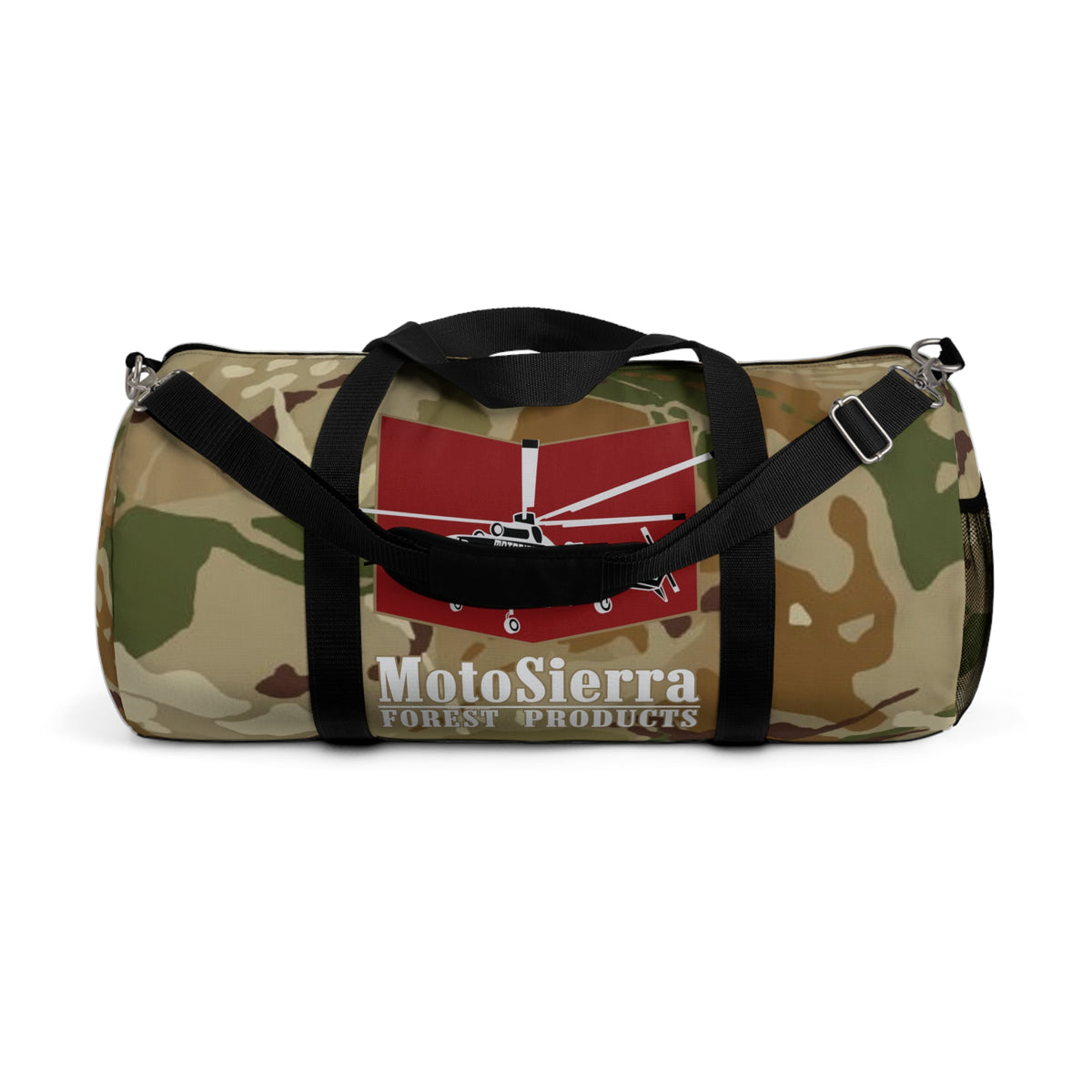 High Desert Camo Crane Logo Motosierra Adventure Duffel Bag - Perfect for Gym, Travel, Outdoor Activities, Weekend Getaway, Gifts