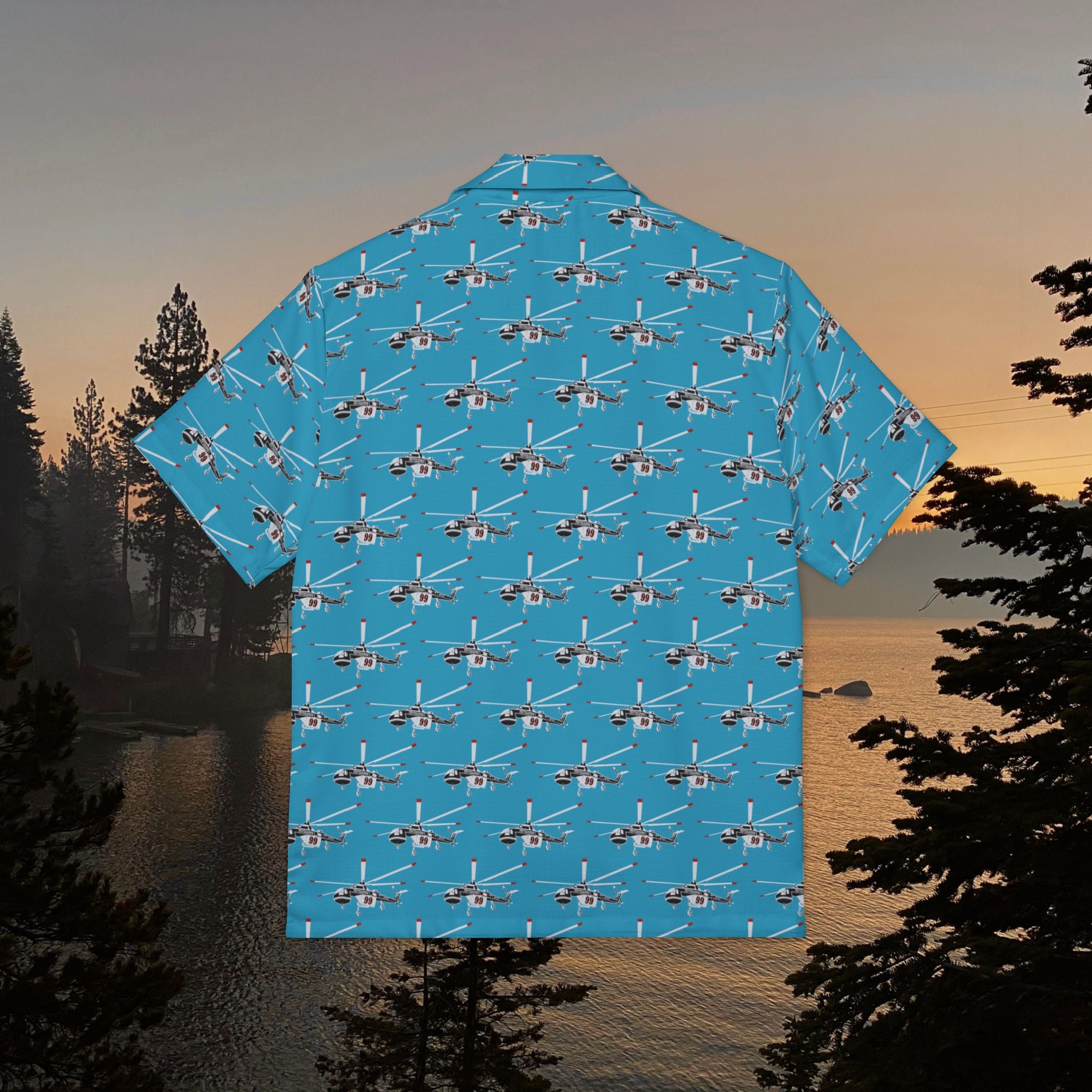 Sky Crane Men's Hawaiian Shirt  | Vacation Wear, Summer Shirt, Beach Party Outfit, Travel Gear, Casual Style