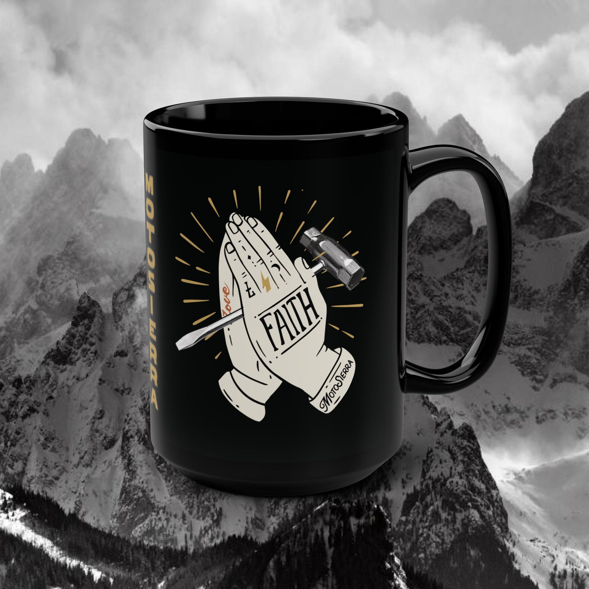 Faith Scrench Black Mug, 15oz