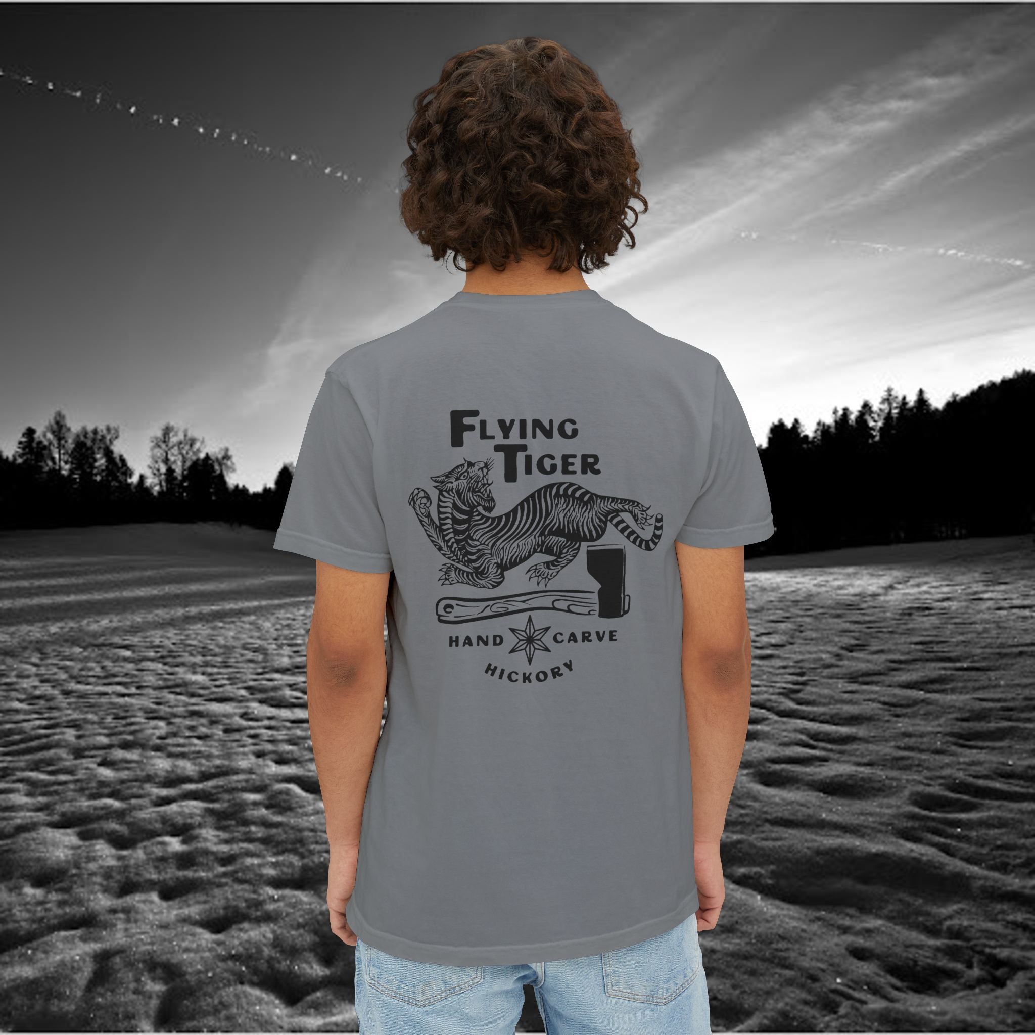 Flying Tiger Axe Handles Unisex Garment-Dyed Pocket T-Shirt