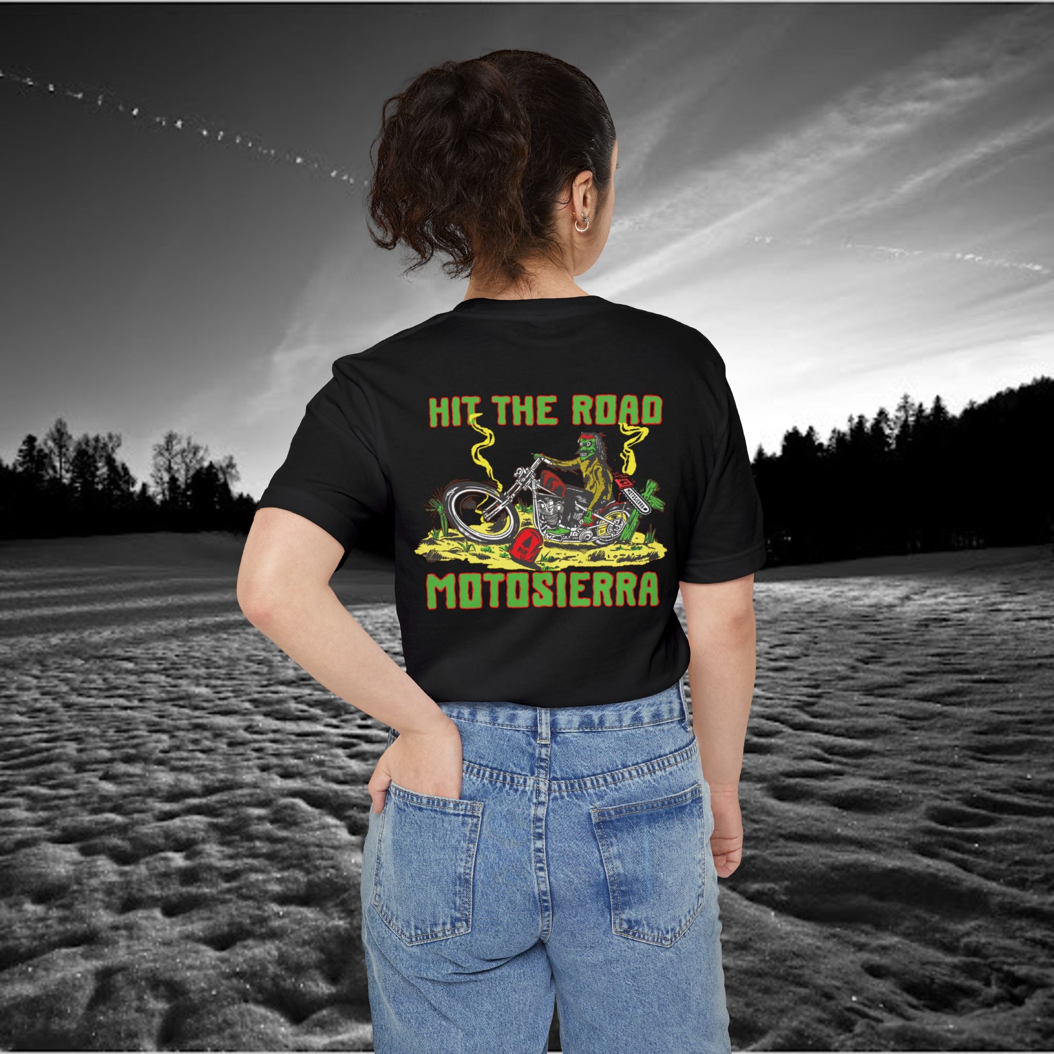 Hit The Road Zombie Chopper Unisex Pocket T-shirt