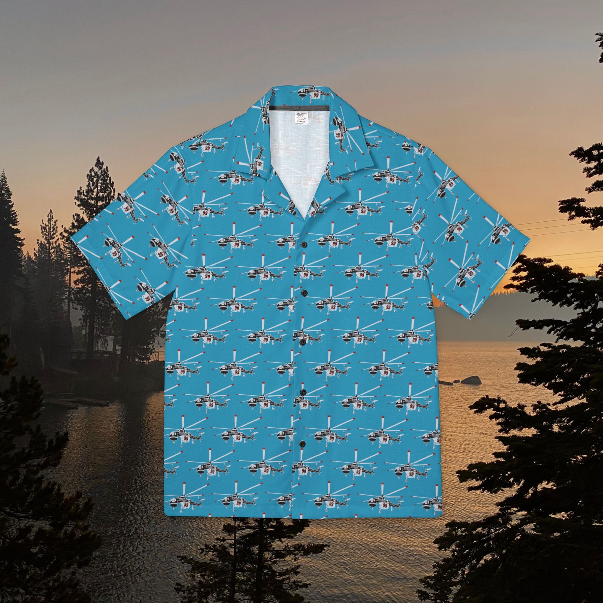 Sky Crane Men's Hawaiian Shirt  | Vacation Wear, Summer Shirt, Beach Party Outfit, Travel Gear, Casual Style