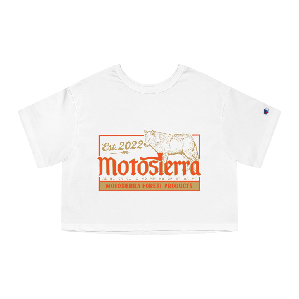 Wolf Champion Women's Heritage Cropped T-Shirt - Motosierra Forest Products Tee