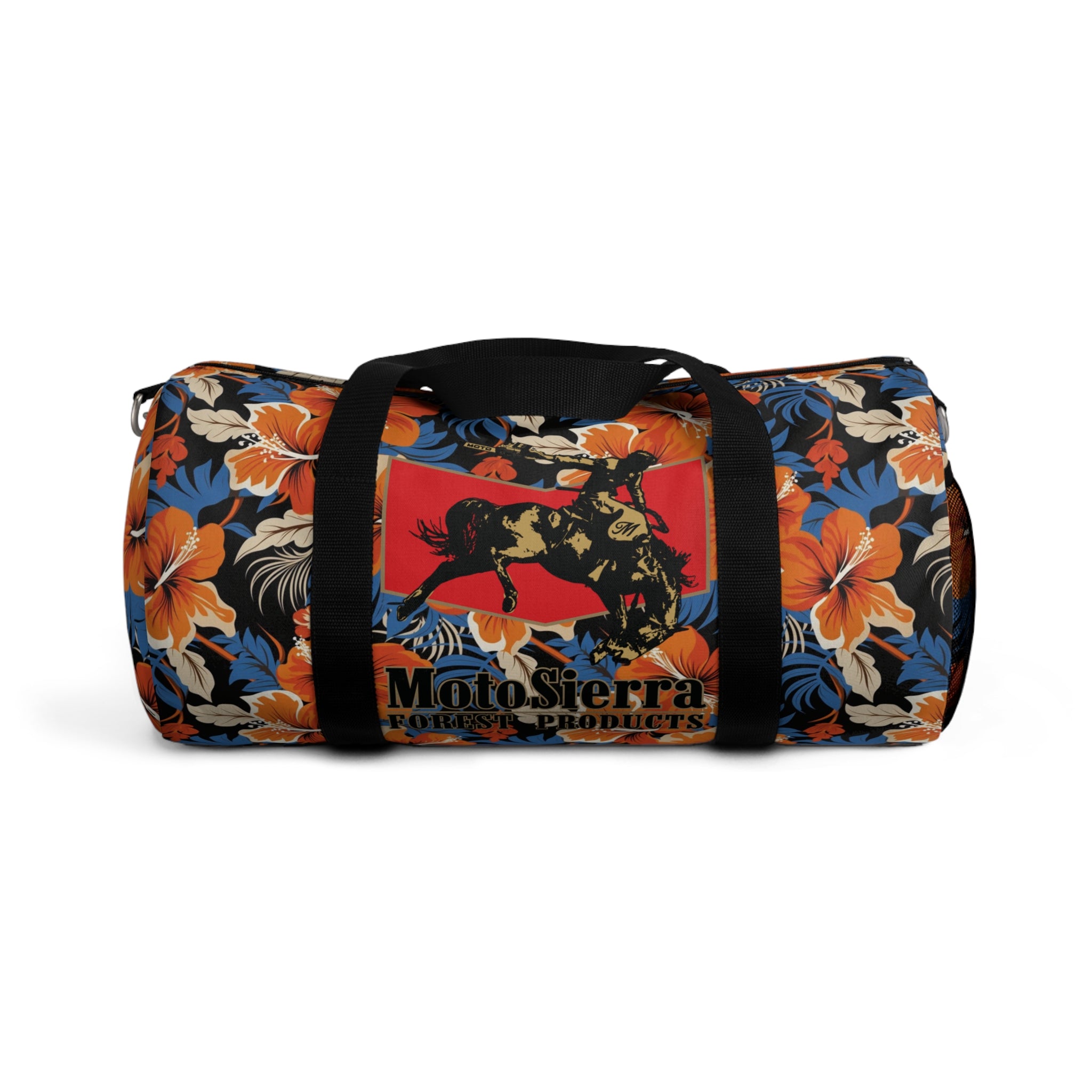 Hawaiian Pattern Cowboy Logo Motosierra Adventure Duffel Bag - Perfect for Gym, Travel, Outdoor Activities, Gifts