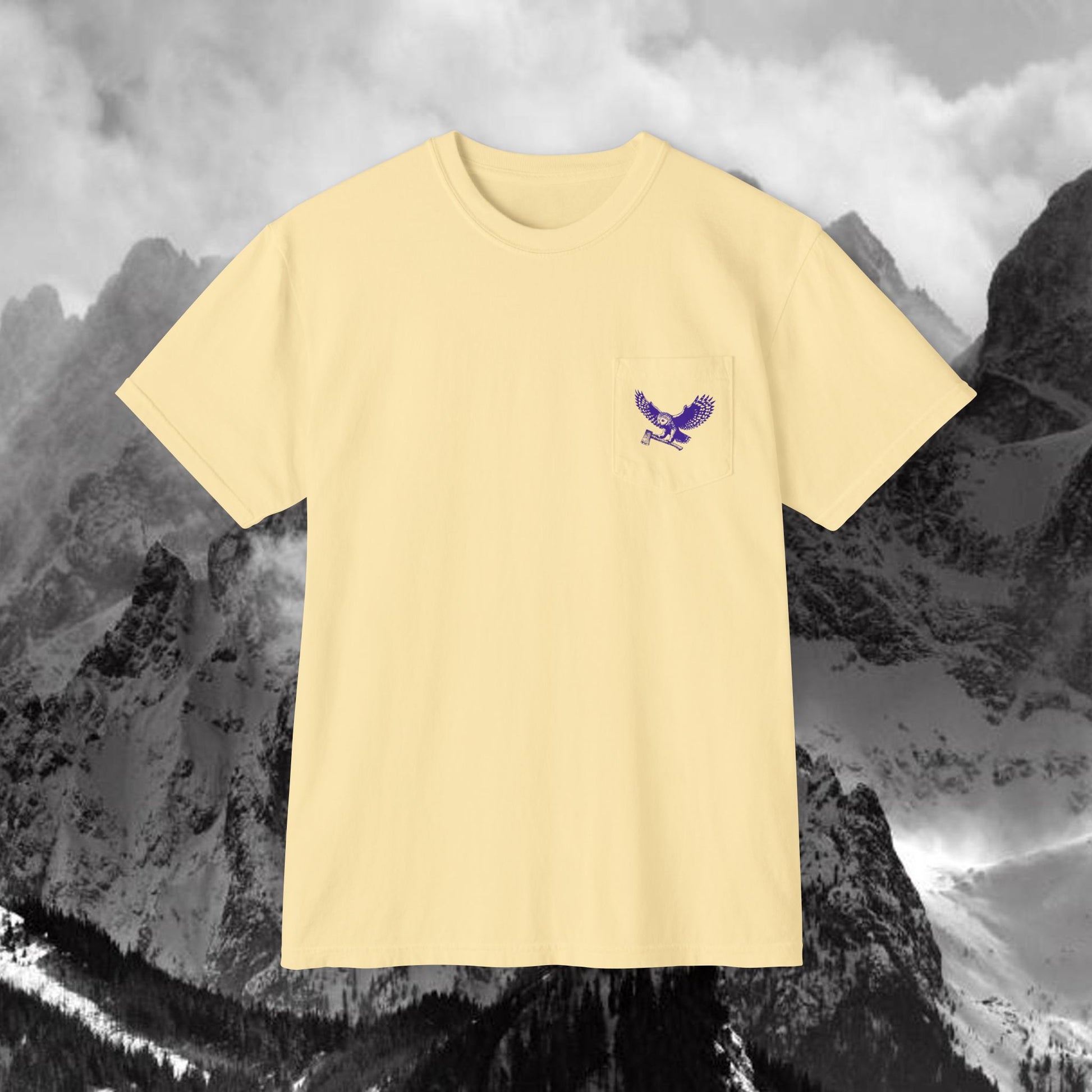 Blue Owl Logo  Garment Dyed Pocket T