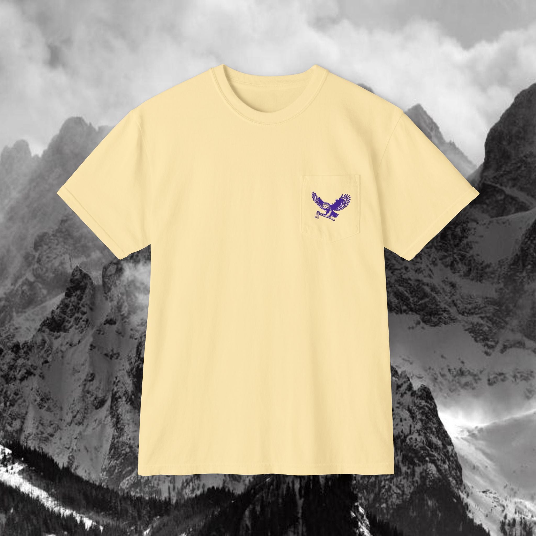 Blue Owl Logo  Garment Dyed Pocket T