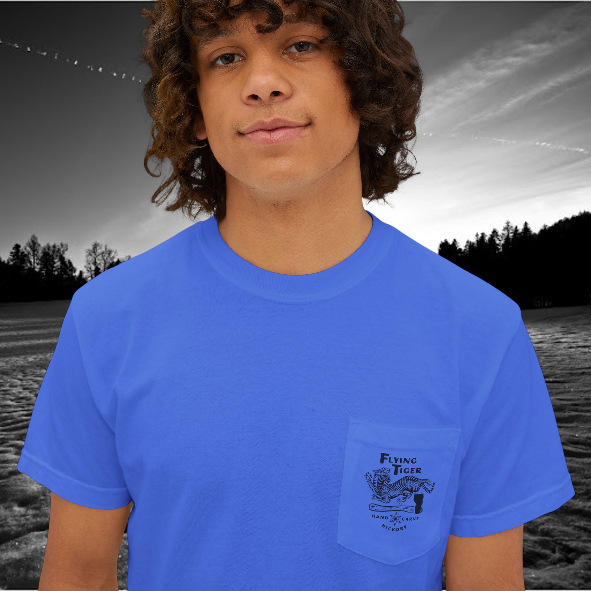 Flying Tiger Axe Handles Unisex Garment-Dyed Pocket T-Shirt