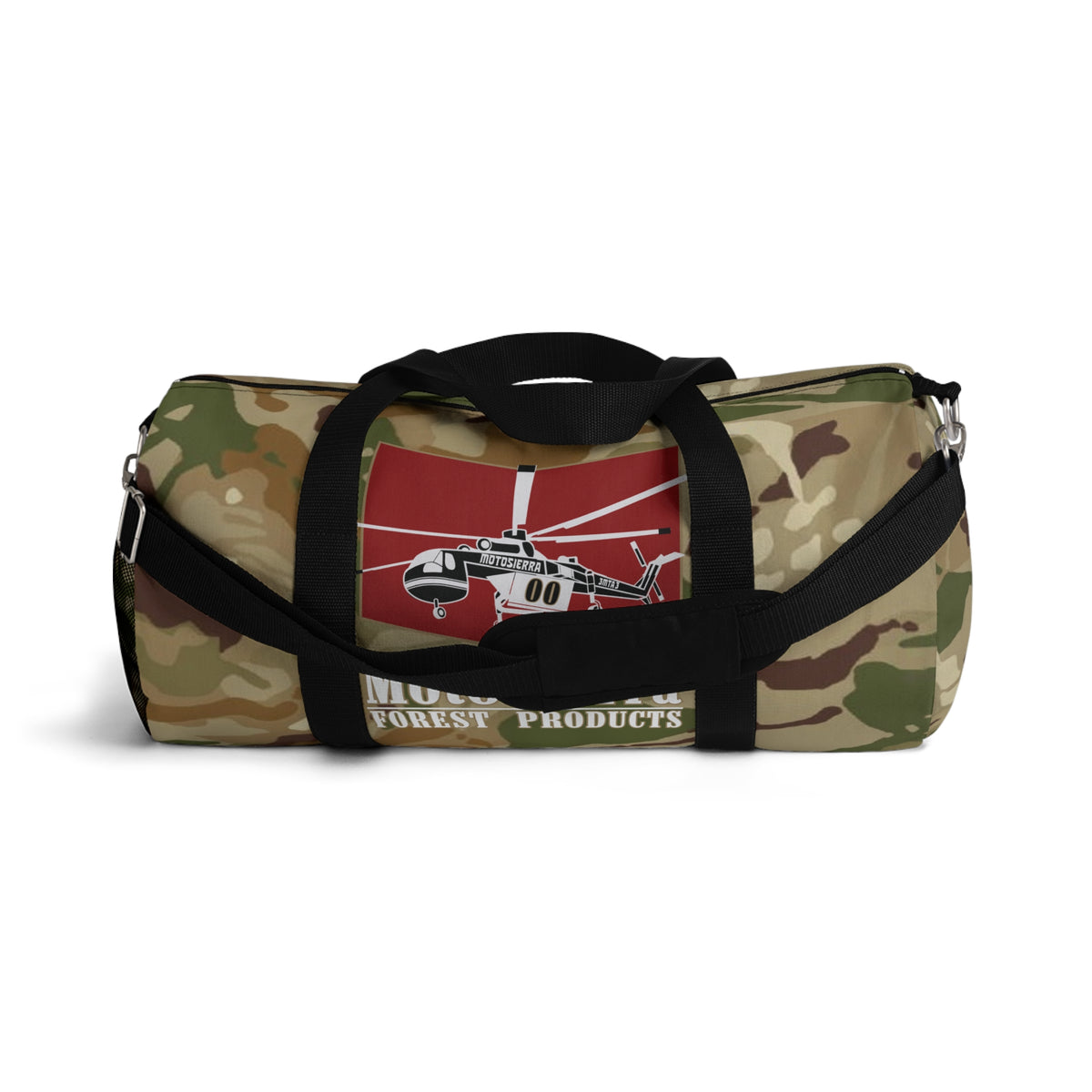High Desert Camo Crane Logo Motosierra Adventure Duffel Bag - Perfect for Gym, Travel, Outdoor Activities, Weekend Getaway, Gifts