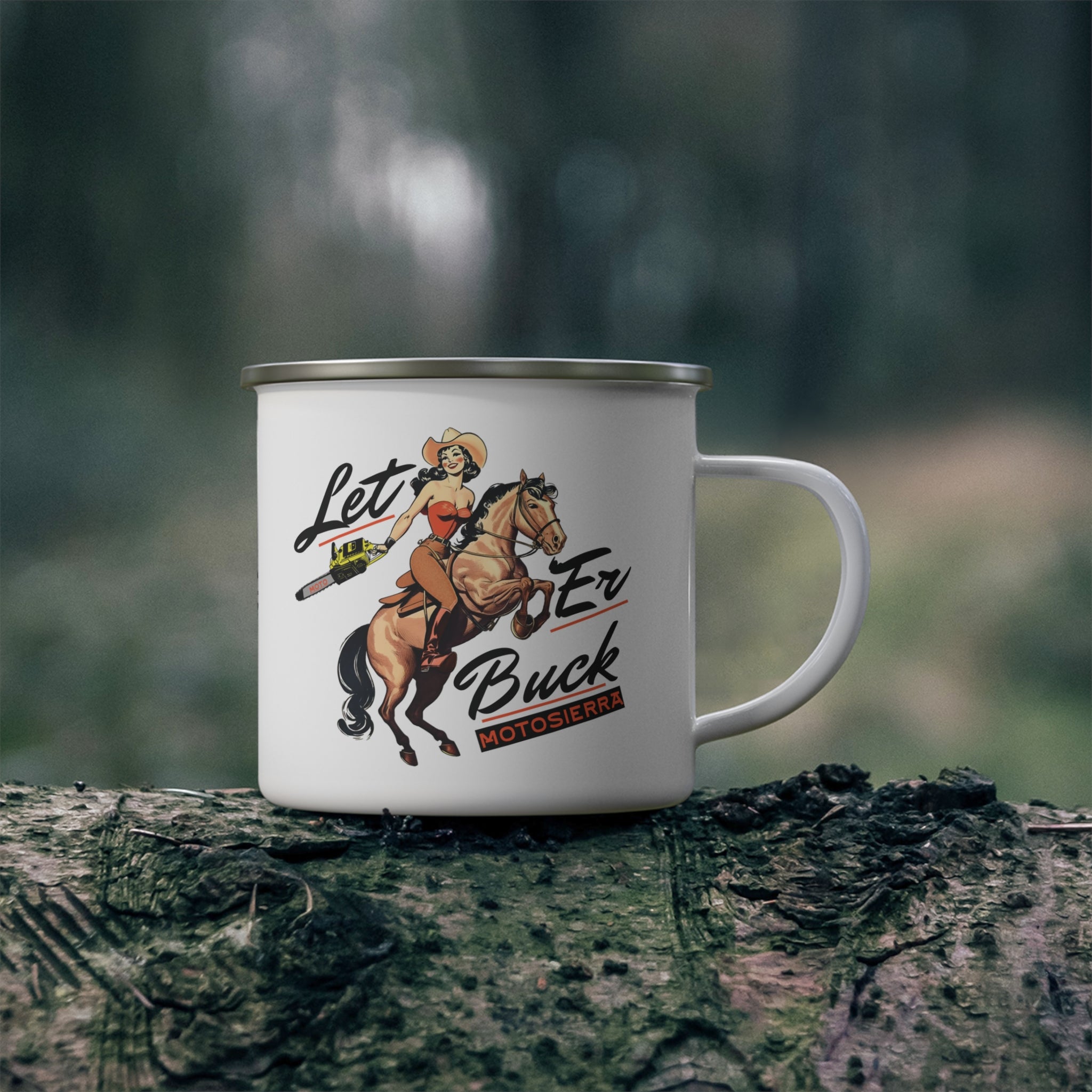 Let 'Er Buck Enamel Camping Mug