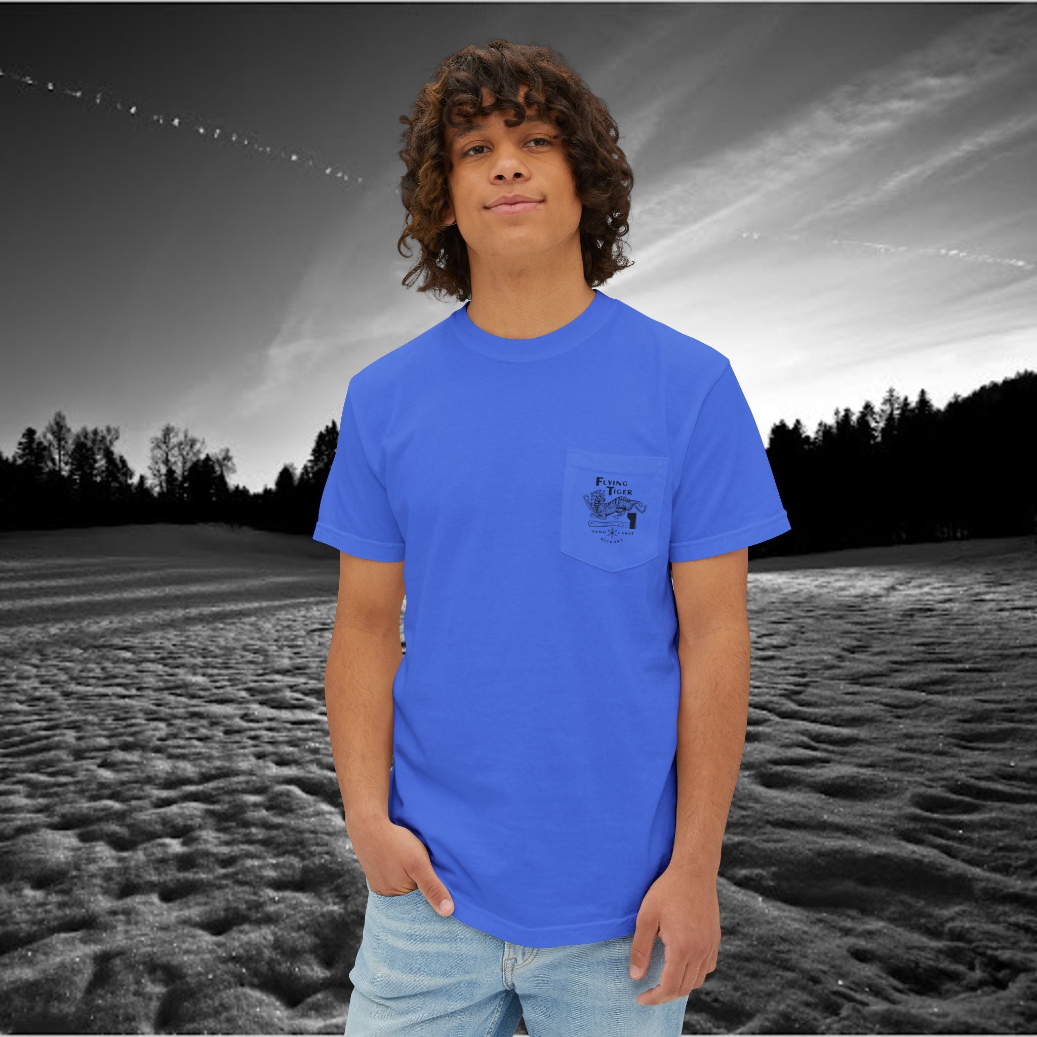 Flying Tiger Axe Handles Unisex Garment-Dyed Pocket T-Shirt
