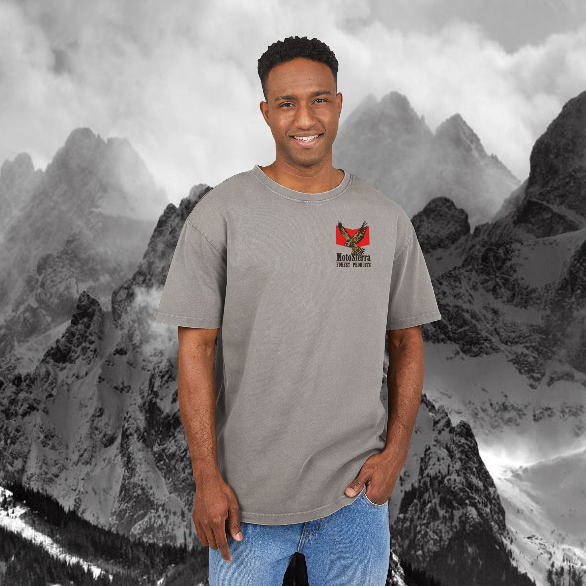 EU Men's Acid Washed Oversize Graphic Tee, Vintage Style T-Shirt, Casual Wear for Men, Perfect Gift for Bikers, Festival Ready