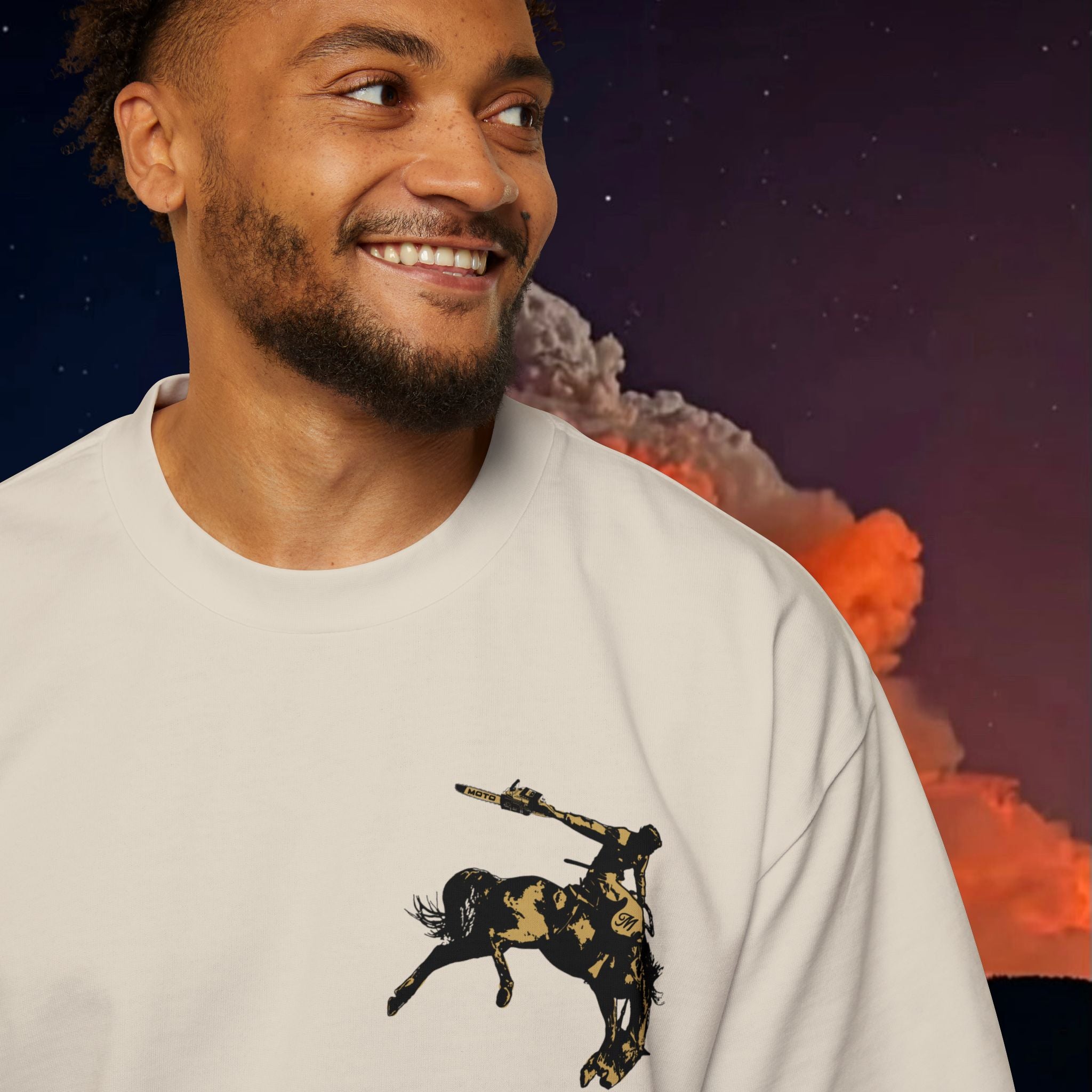 U.S. Shipping Cowboy Logo Men's Heavy Oversized Tee