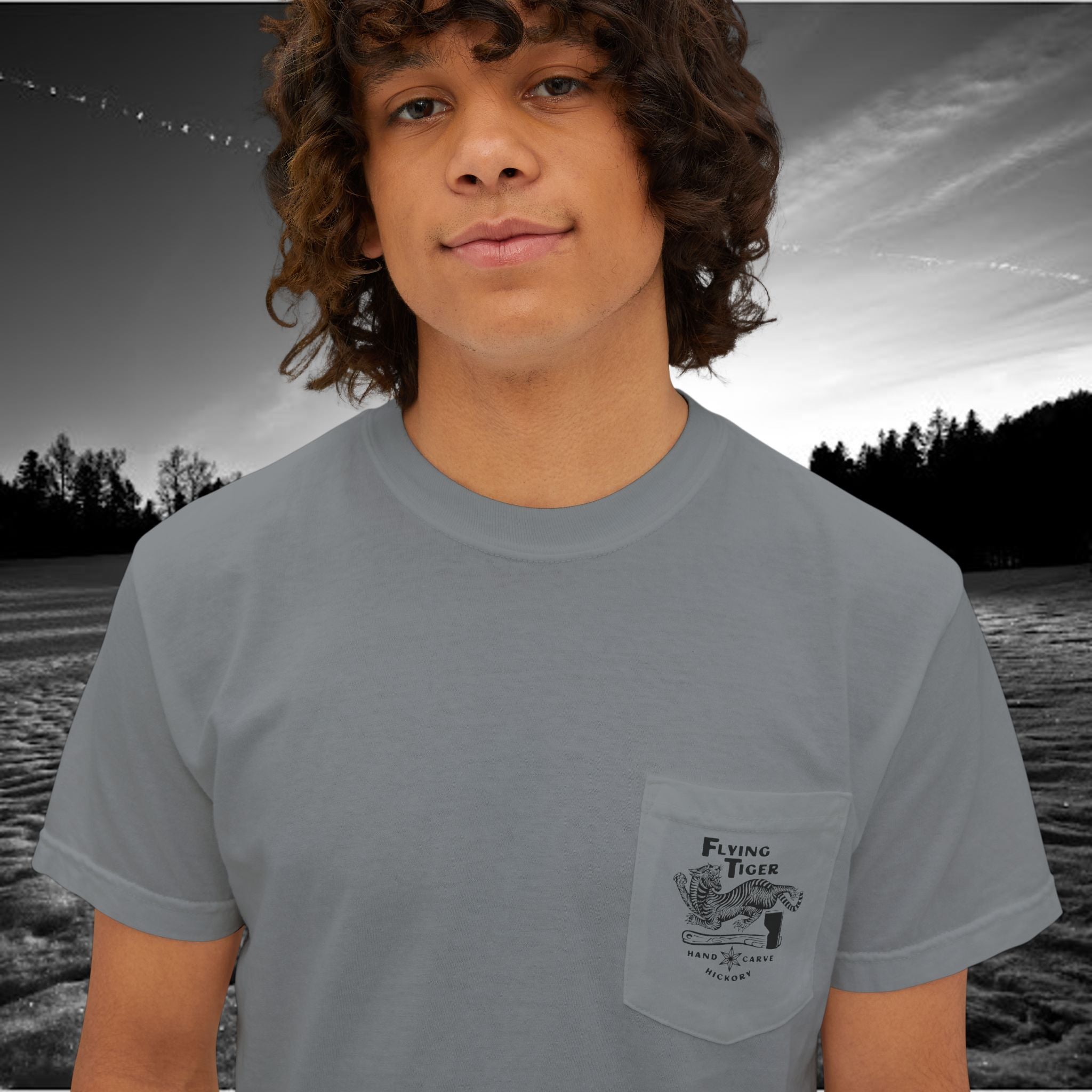 Flying Tiger Axe Handles Unisex Garment-Dyed Pocket T-Shirt