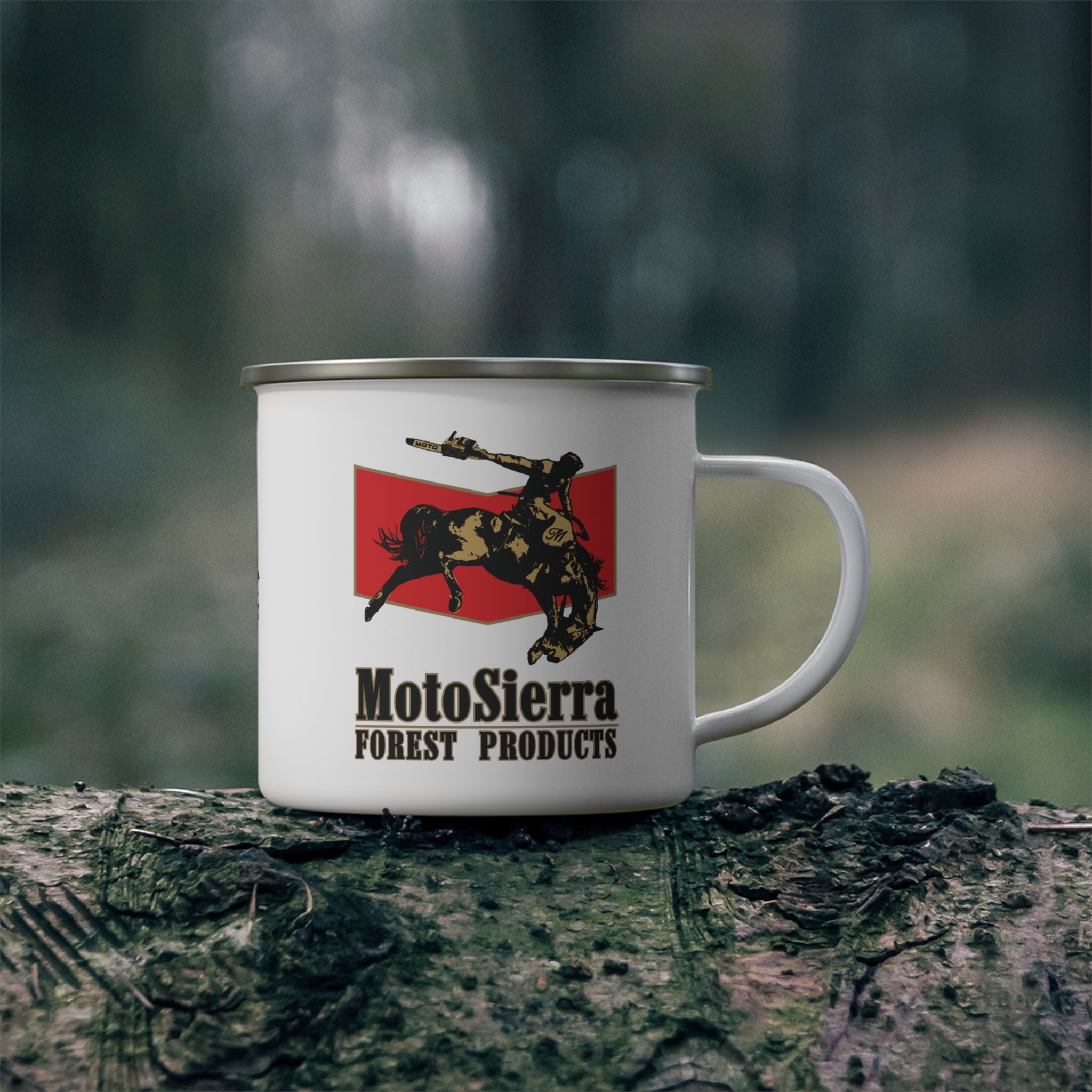 Moto Cowboy Enamel Camping Mug