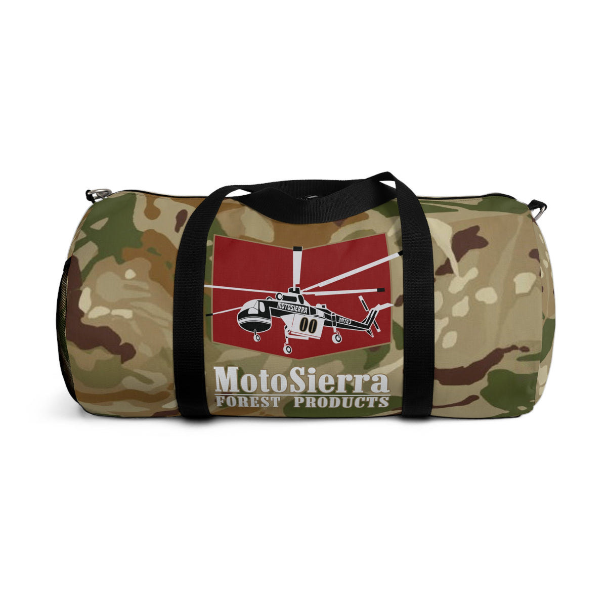 High Desert Camo Crane Logo Motosierra Adventure Duffel Bag - Perfect for Gym, Travel, Outdoor Activities, Weekend Getaway, Gifts